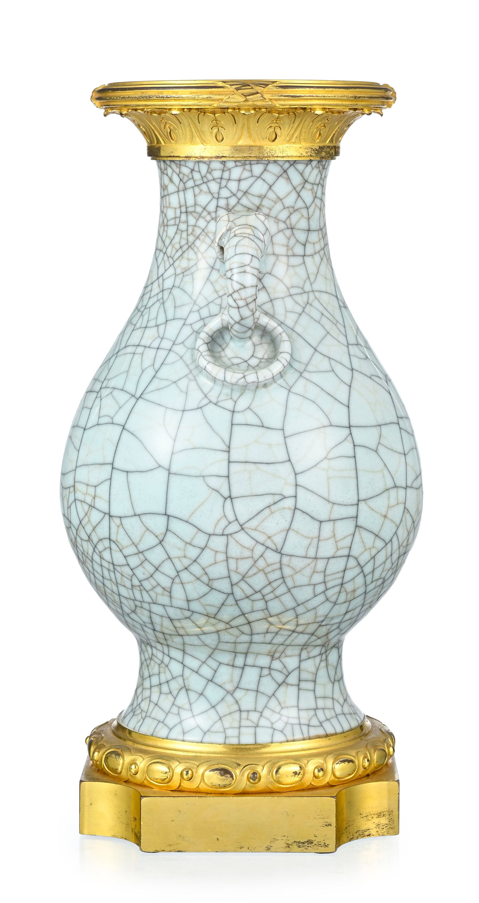 Vase en porcelaine de Chine, XVIIIe s., à glaçure céladon craquelé, le corps fla - 2