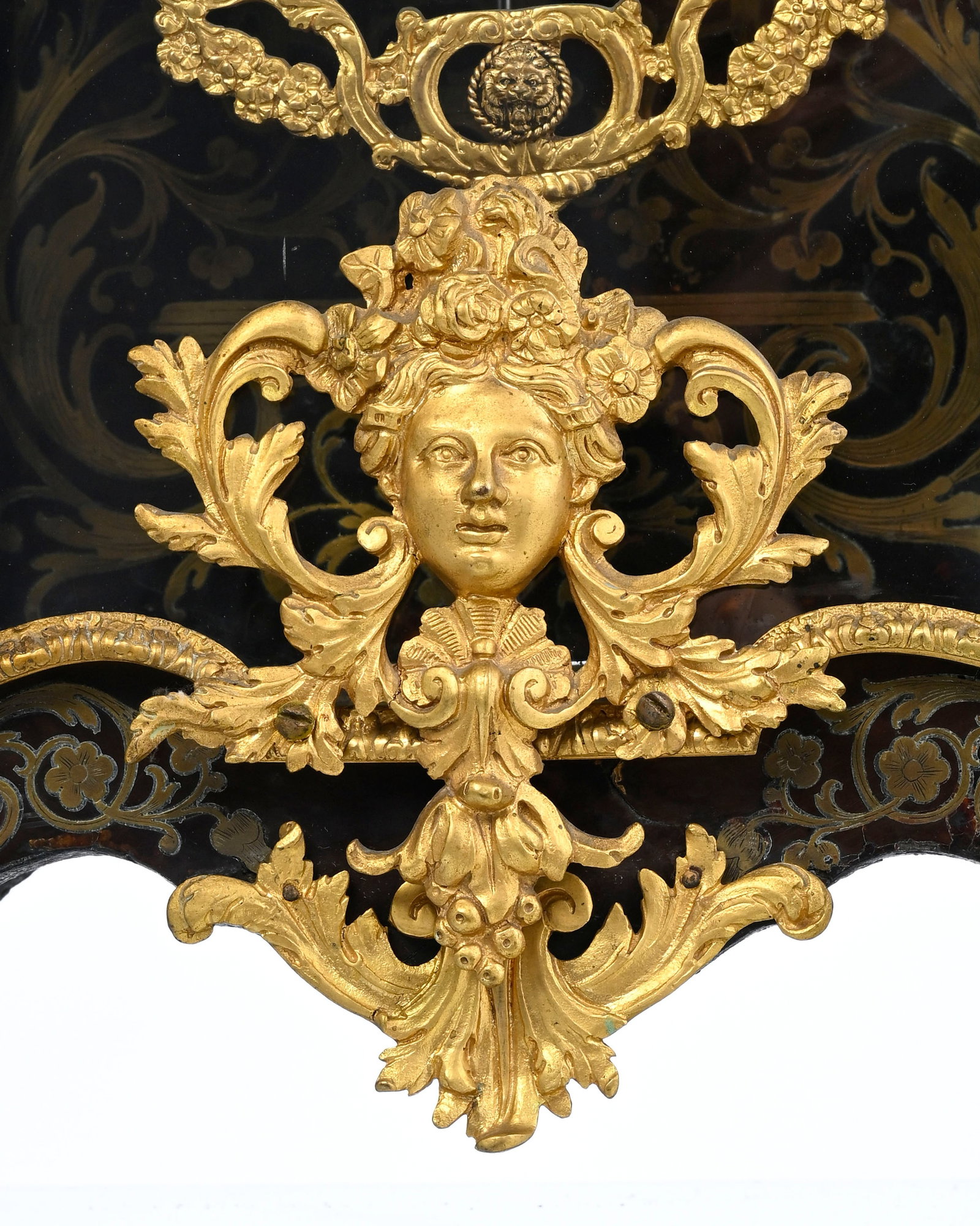 Cartel d'applique d'époque Régence, en placage d'écaille de tortue et laiton à d - 5