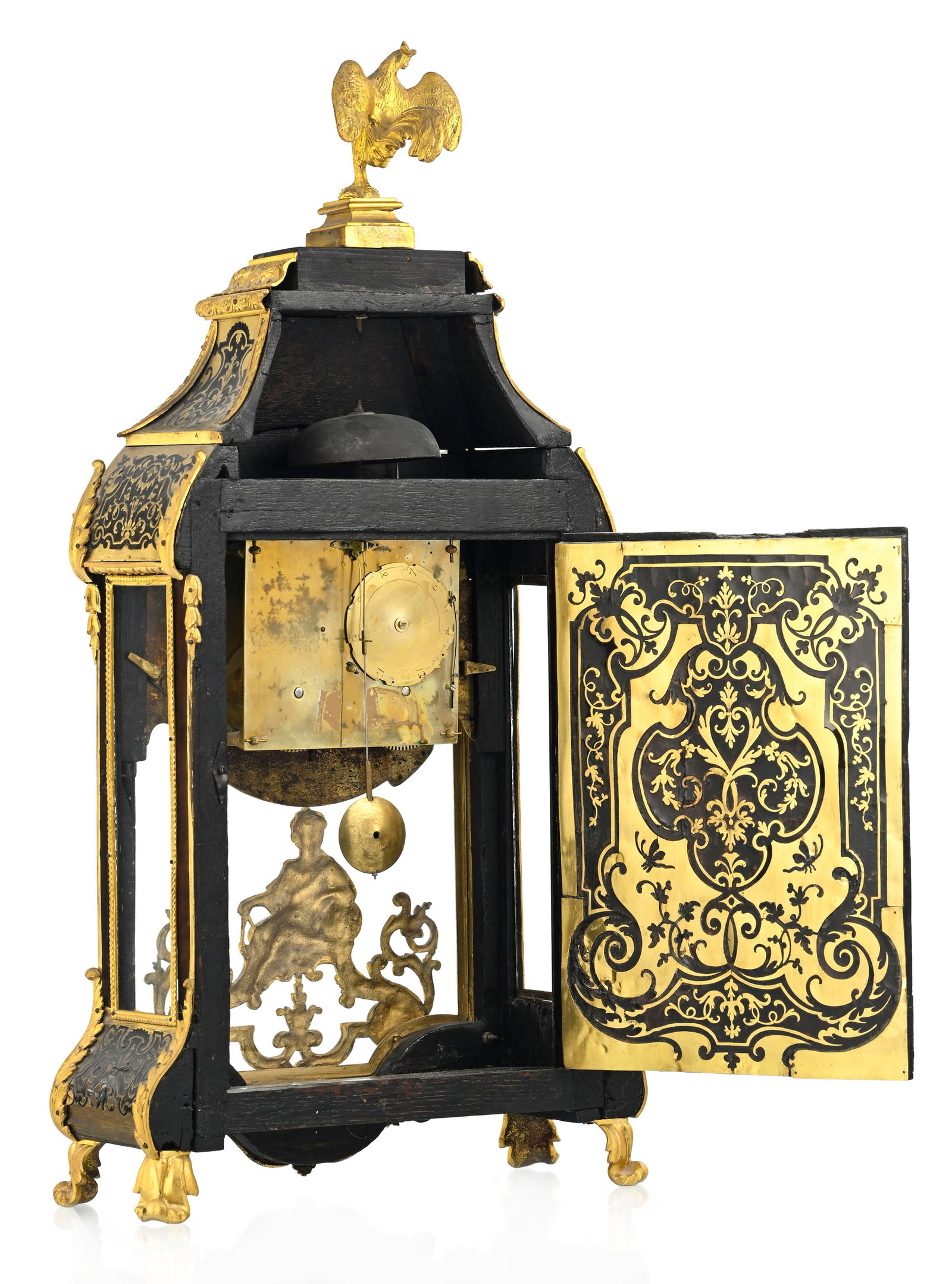 Cartel d'applique d'époque Régence, en marqueterie Boulle d'écaille de tortue et lait - 6