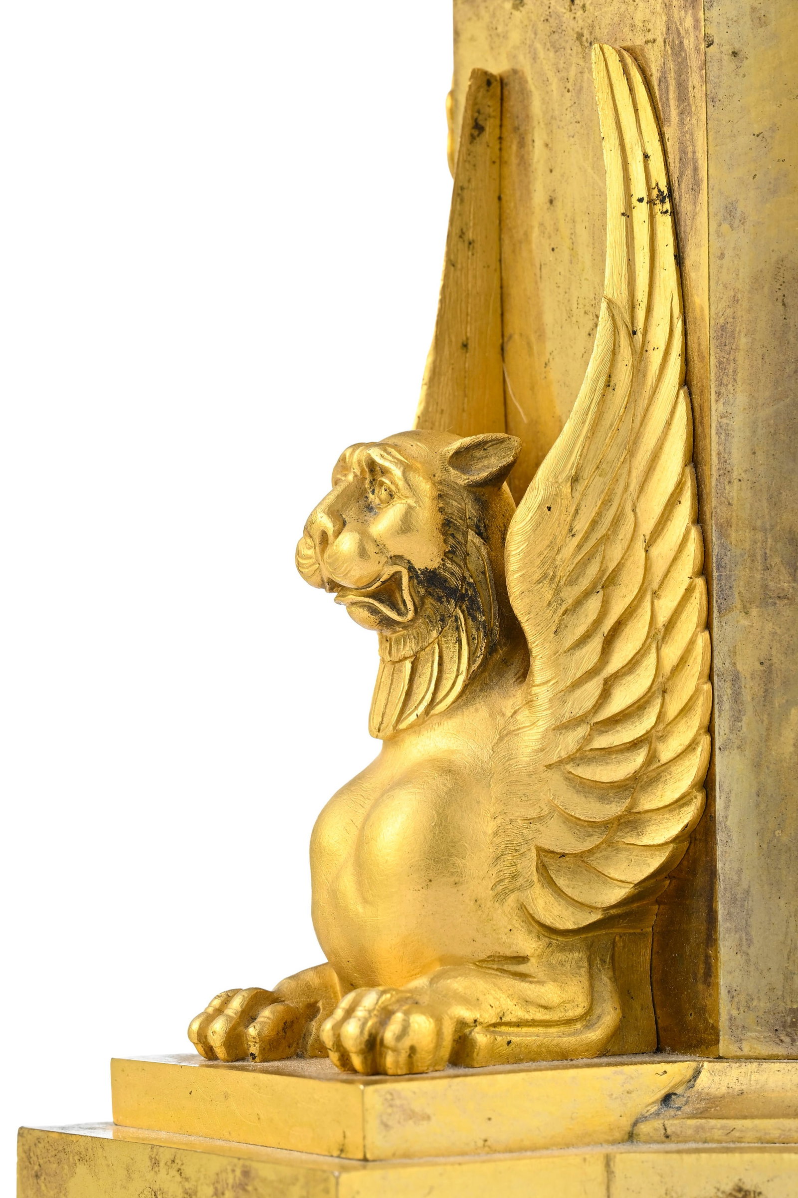 Pendule d'époque Empire, en bronze ciselé et doré mat et brillant, figurant une all&# - 5