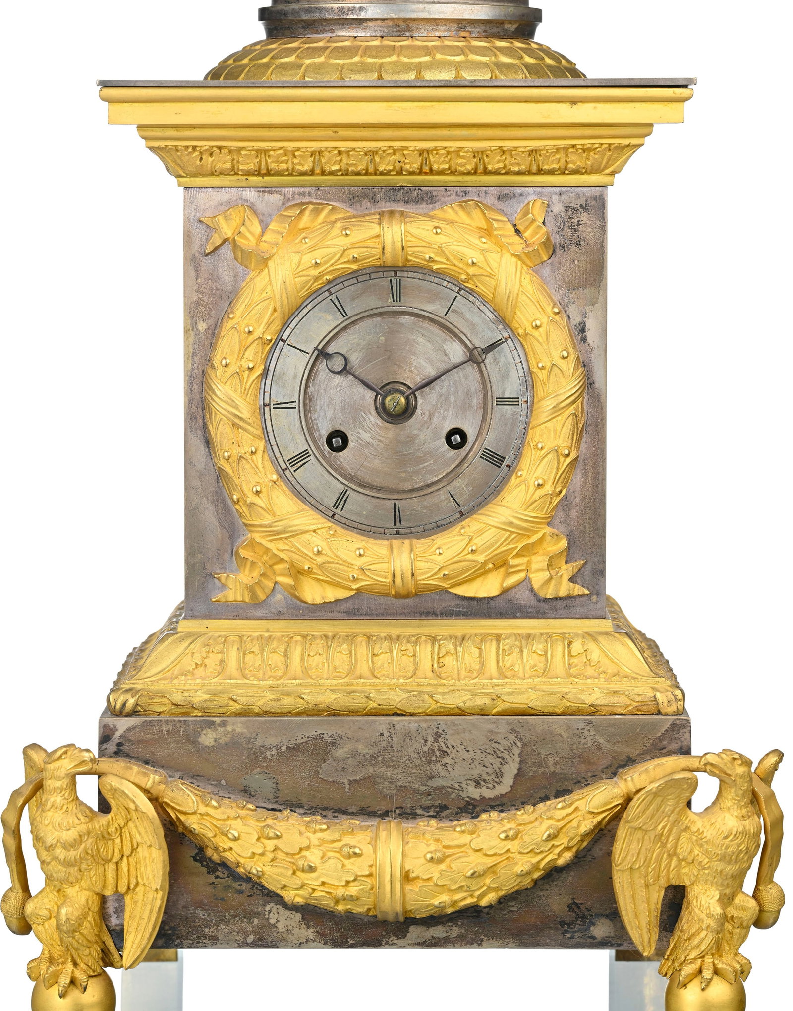 Pendule borne, XIXe s., en bronze doré et argenté, flanqué de Napoléon Bonaparte - 3