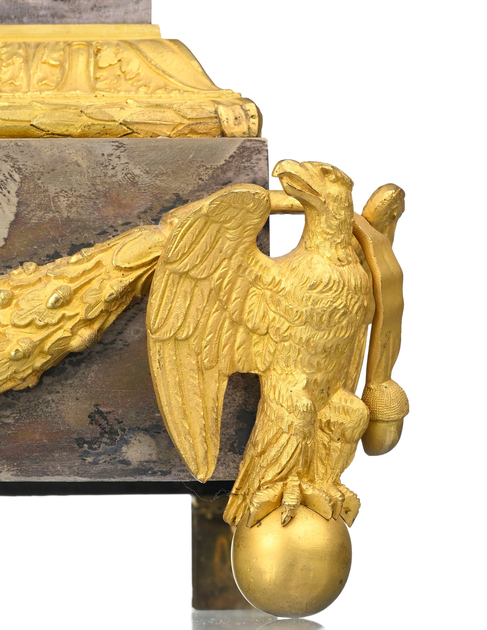 Pendule borne, XIXe s., en bronze doré et argenté, flanqué de Napoléon Bonaparte - 4