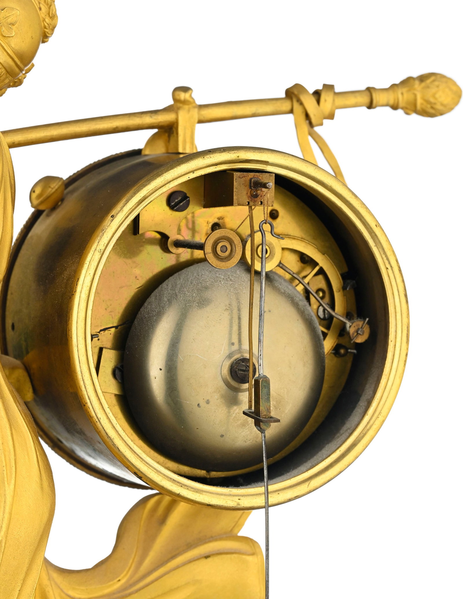 Pendule d'époque Restauration, dite à la Bacchante dansant, cadran circulaire émaill& - 6