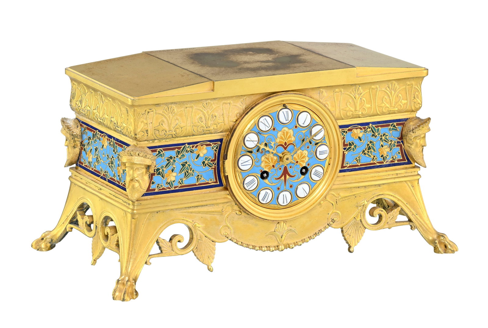 Pendule par Barbedienne, fin du XIXe s., en bronze doré et ciselé et émaux cloisonn&# - 2