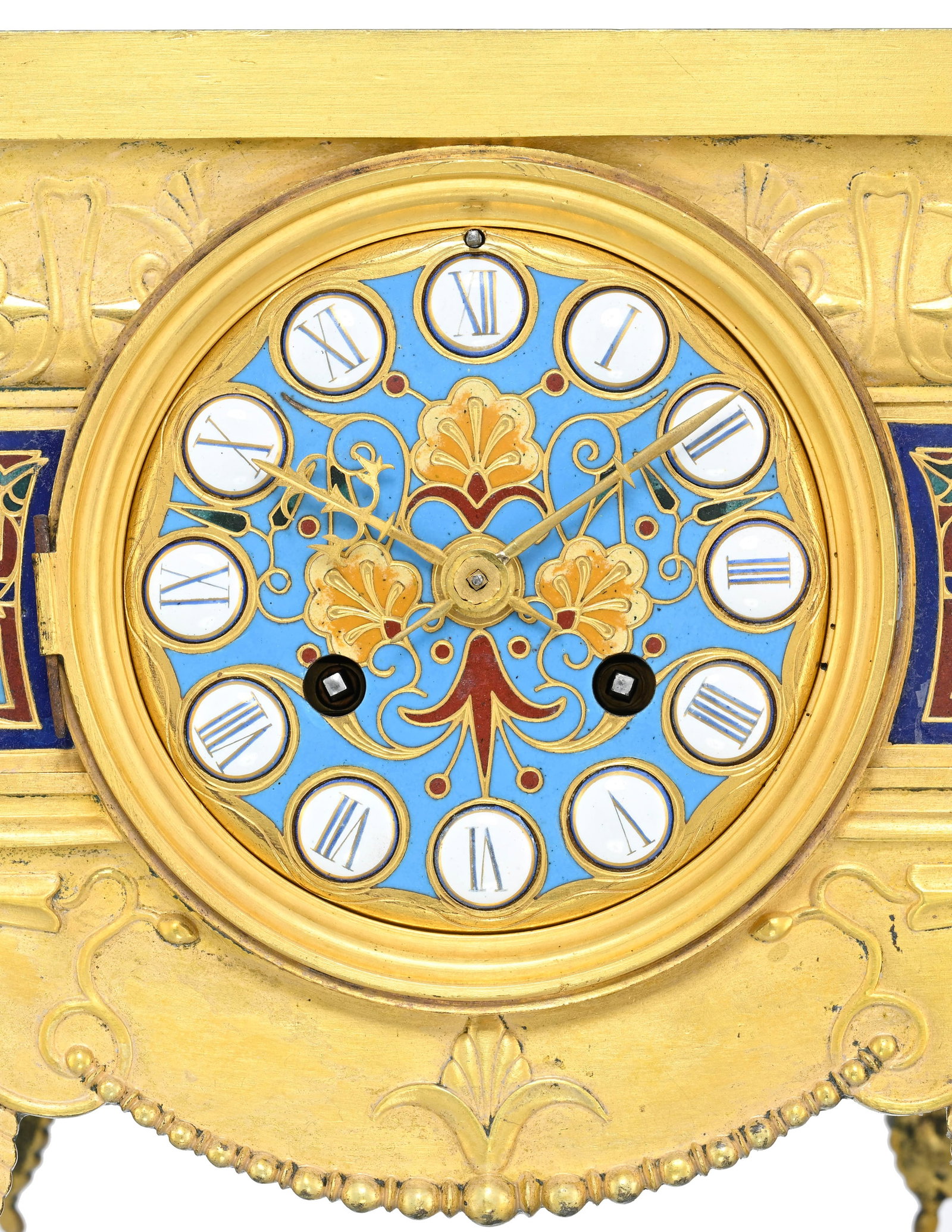 Pendule par Barbedienne, fin du XIXe s., en bronze doré et ciselé et émaux cloisonn&# - 3