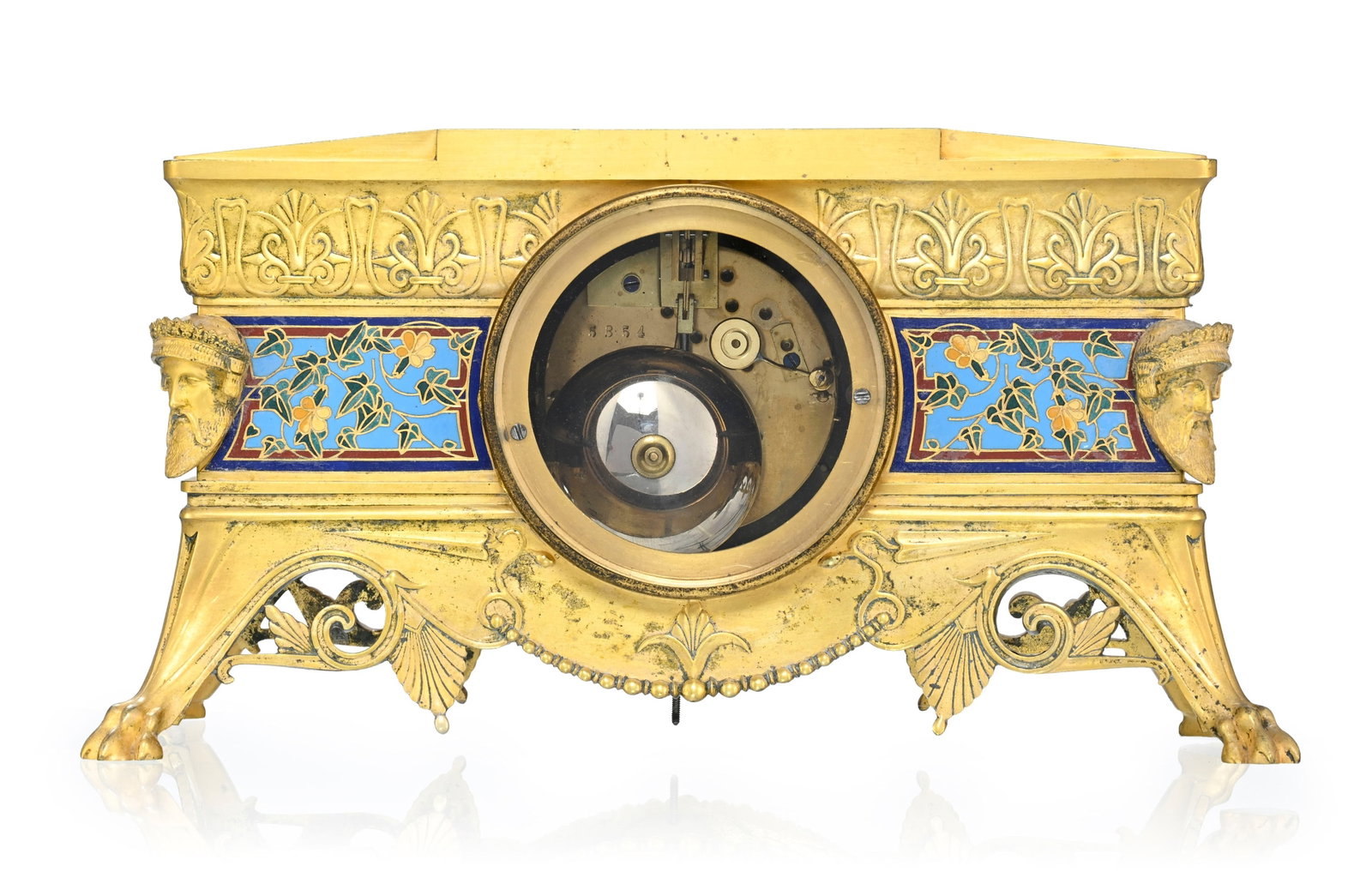 Pendule par Barbedienne, fin du XIXe s., en bronze doré et ciselé et émaux cloisonn&# - 5