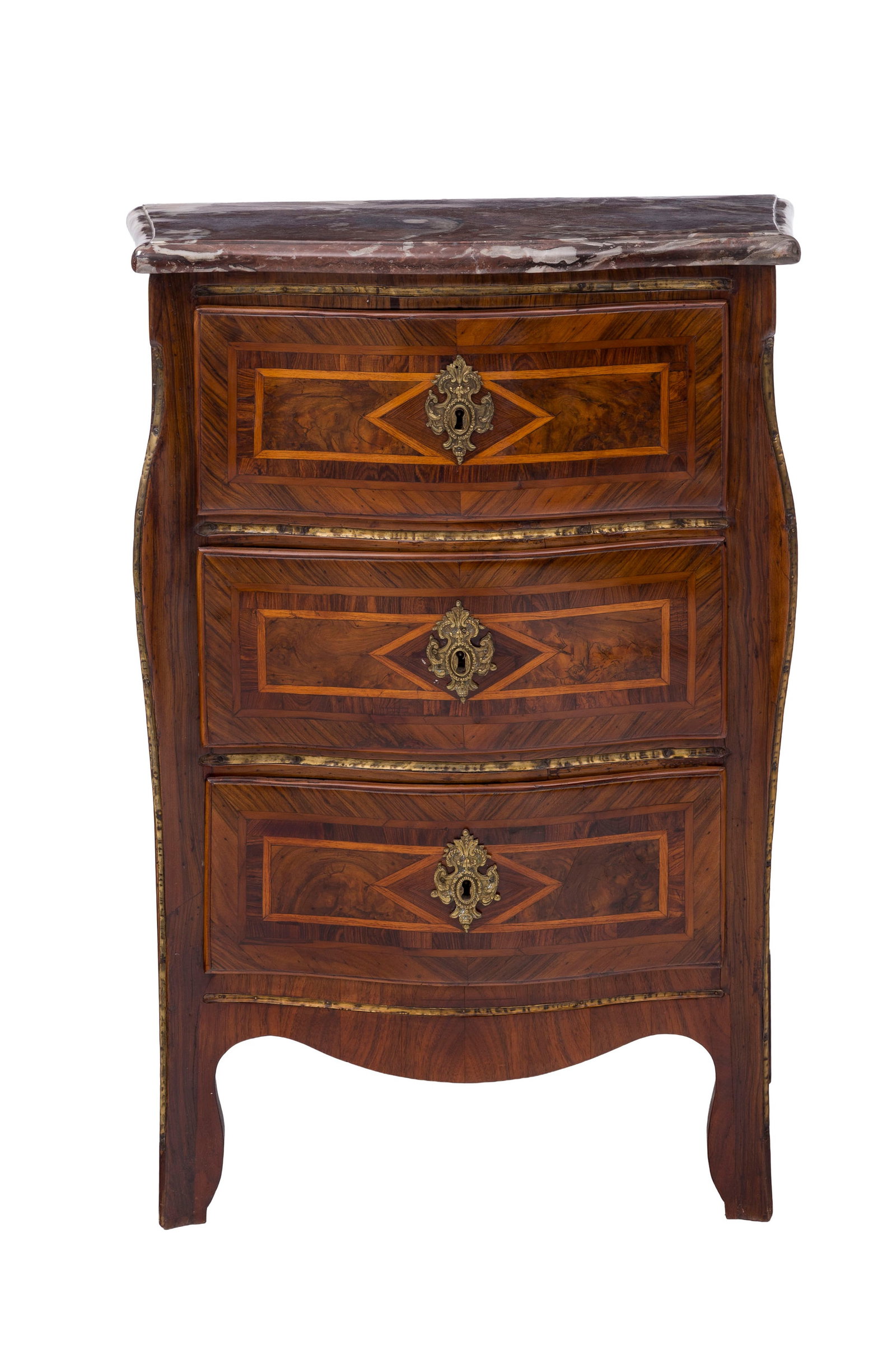 Commode, Italie du nord, en partie du XVIIIe s., en placage de noyer, filets de marqueterie et incru (1 of 2)