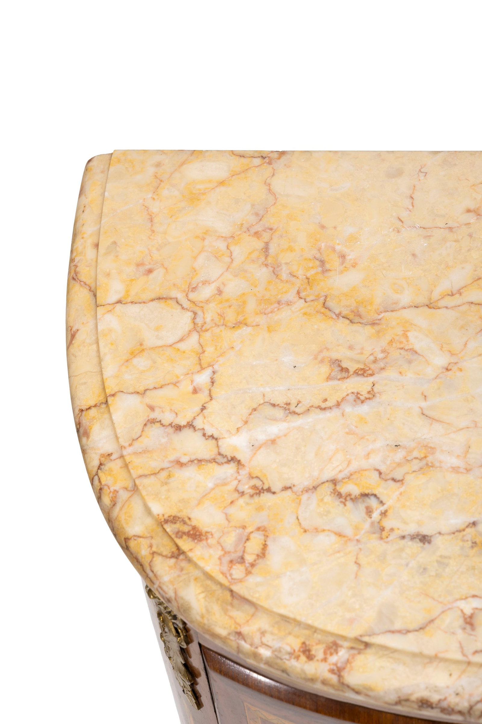 Commode demi-lune de style Transition, XXe s., en placage de bois de rose et filets de marqueterie,  - 2