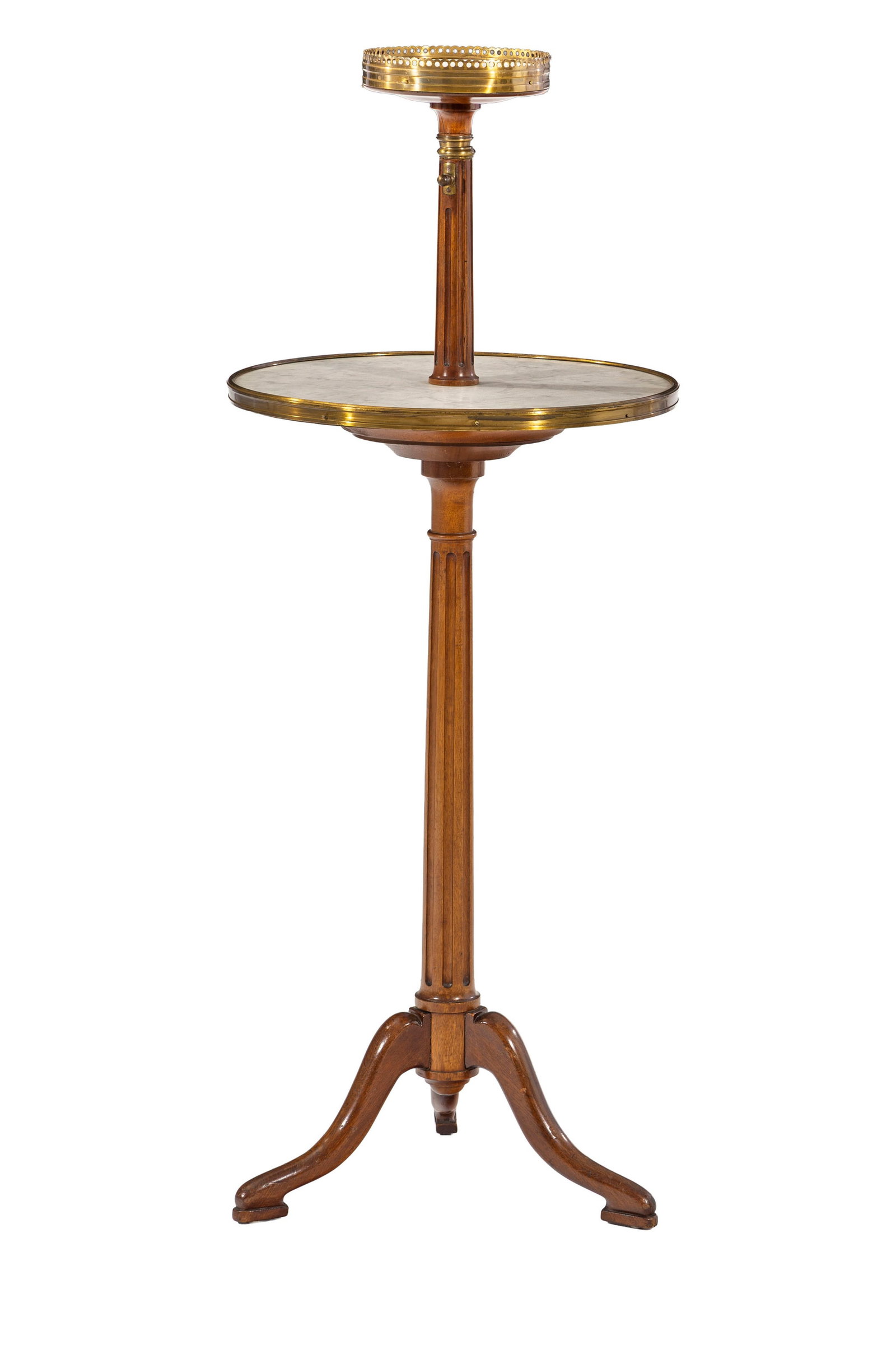 Serviteur muet de style Louis XVI, XIXe s., en acajou et placage d'acajou, plateaux circulaires en m (1 of 4)