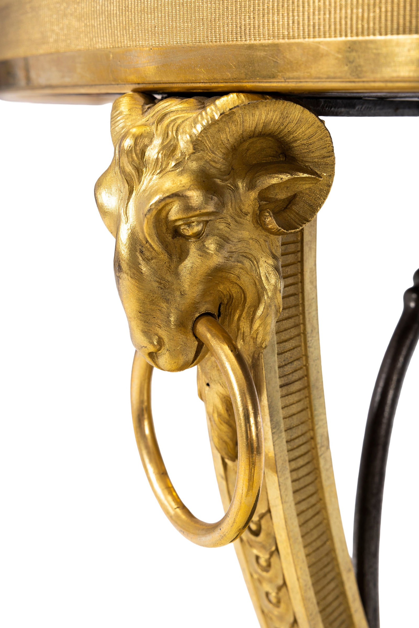 Guéridon Néoclassique, fin du XIXe s., en bronze ciselé et doré à déco - 4