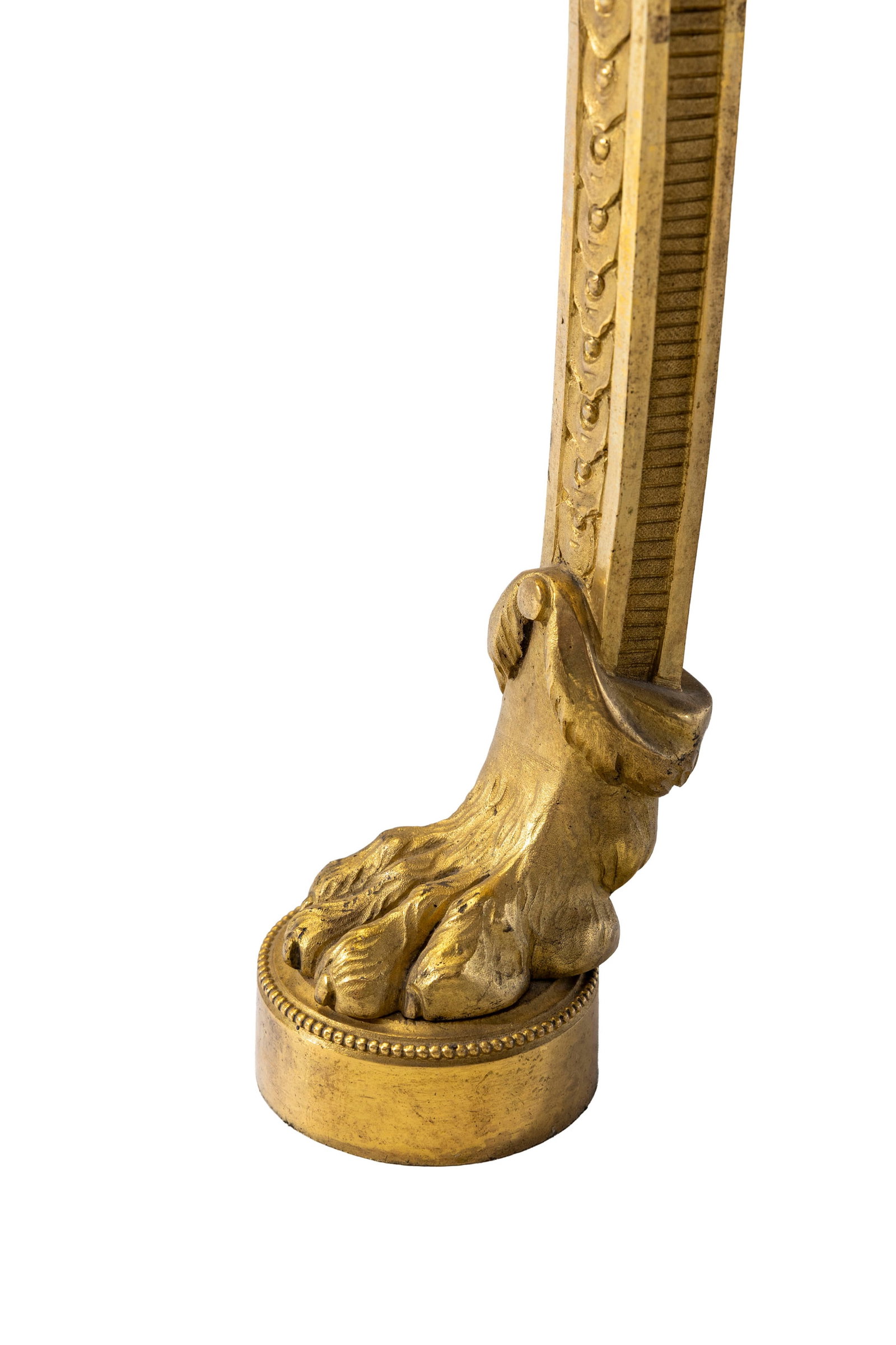 Guéridon Néoclassique, fin du XIXe s., en bronze ciselé et doré à déco - 5