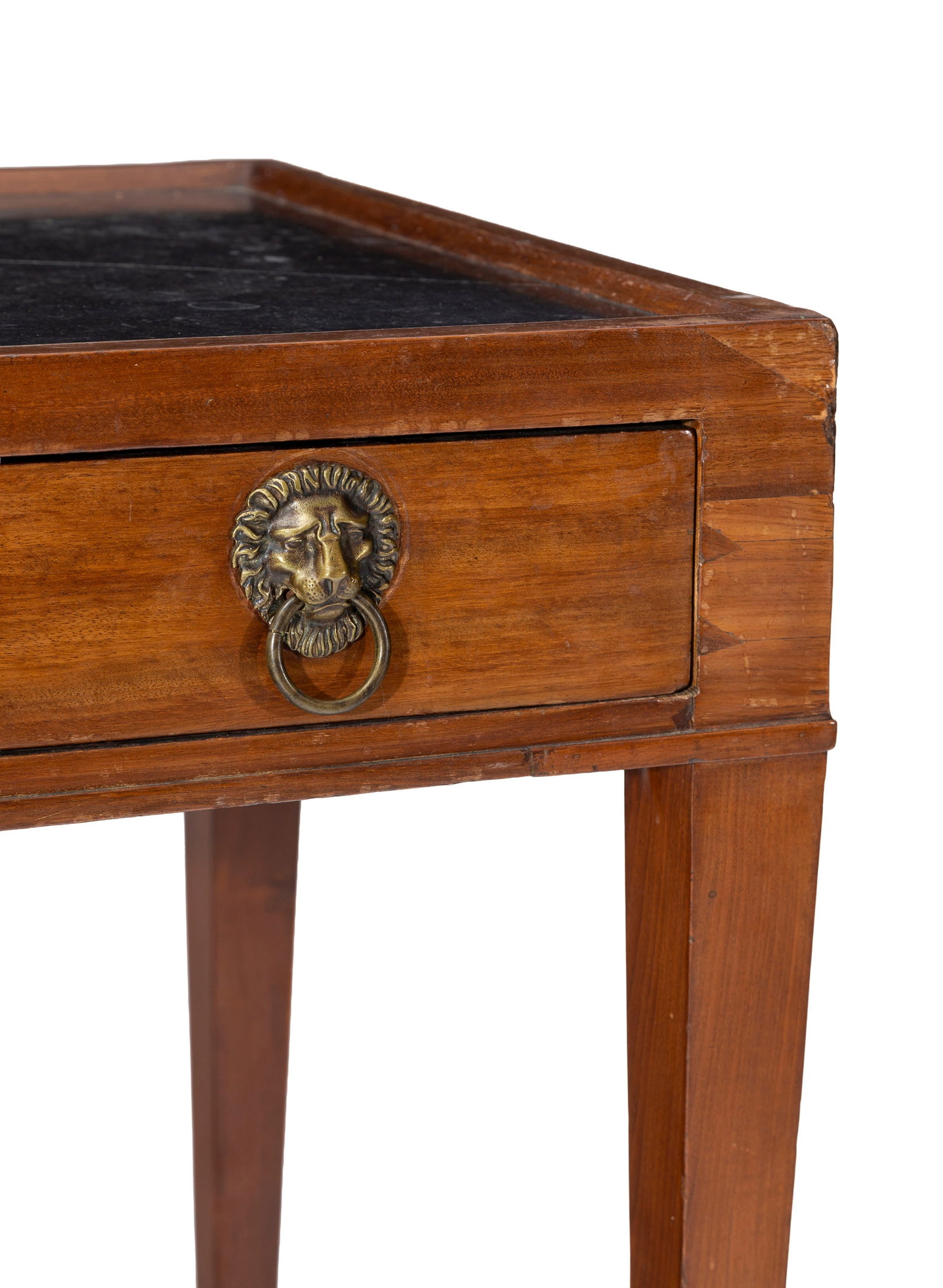 Petite desserte, fin d'époque Louis XVI, en acajou et placage d'acajou, plateau en marbre noir, - 3