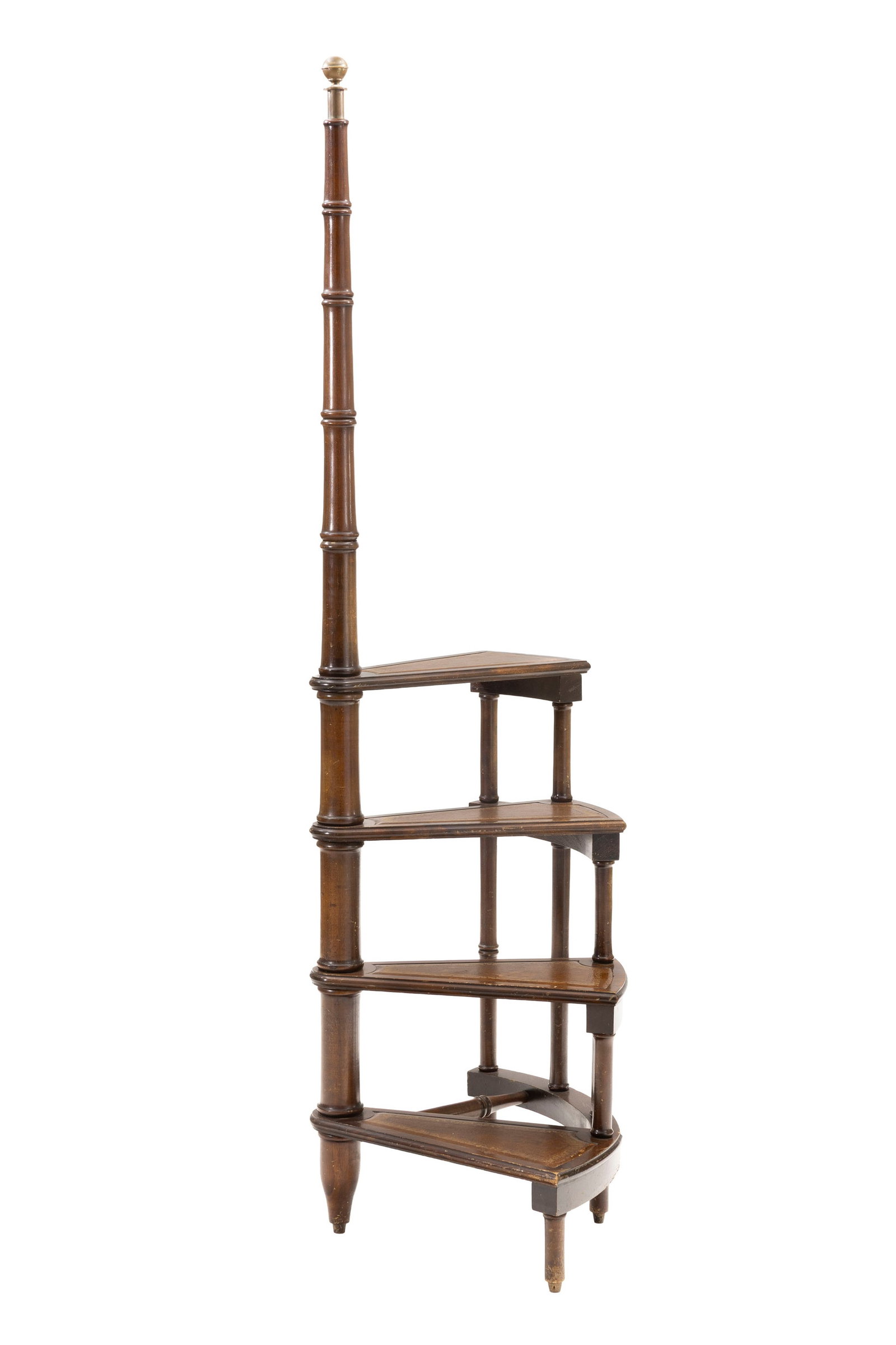 Escalier de bibliothèque en colimaçon, Angleterre, XXe s., en bois teinté acajou,  (1 of 2)