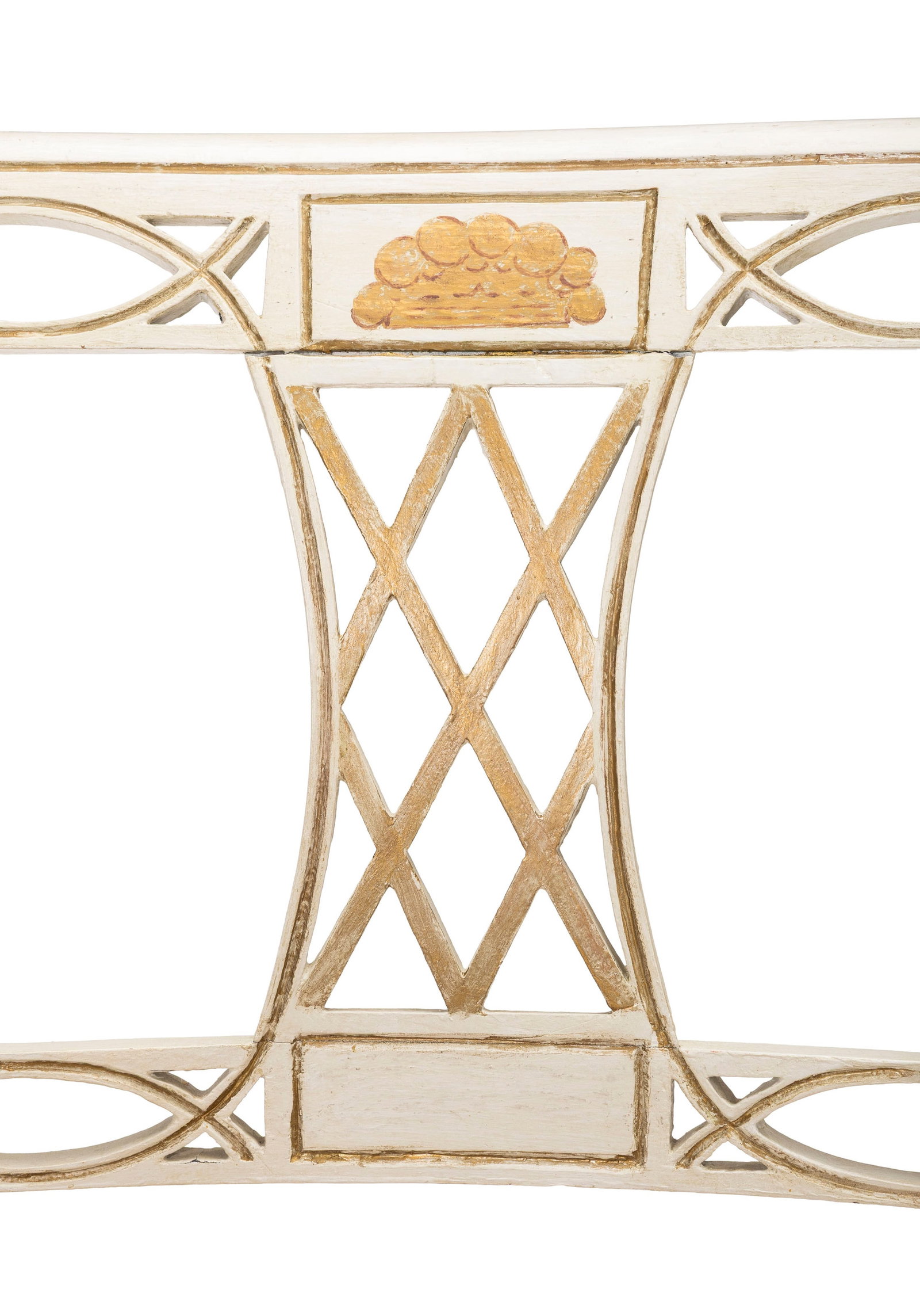 Paire de fauteuils de style Regency, XXe s., en bois peint beige et rehauts dorés, dossier ajou - 3