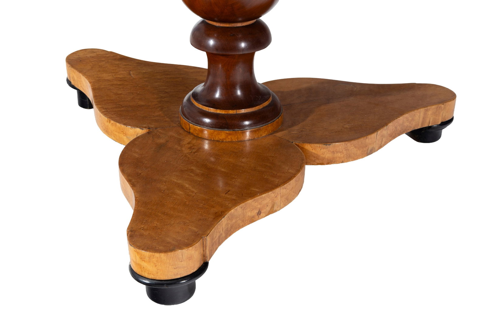 Guéridon d'époque Biedermeier, en placage de loupe de bouleau de Carélie et noyer, pl - 3