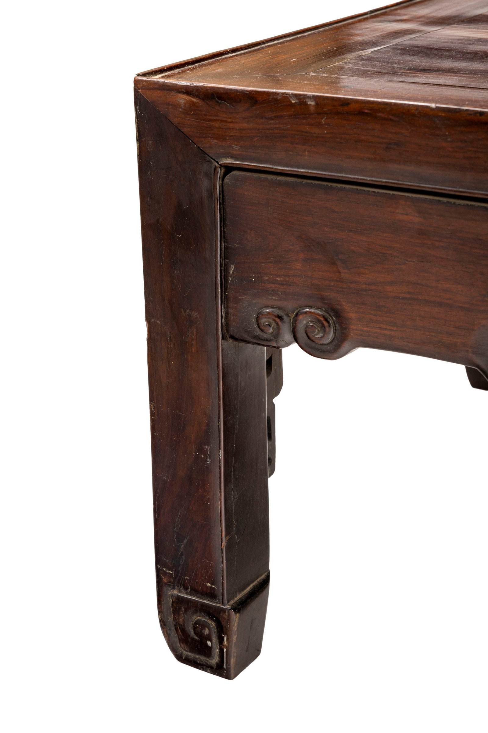 Table basse, Chine, fin dynastie Qing, en hongmu avec incrustations de nacre, ceinture ajourée, - 2