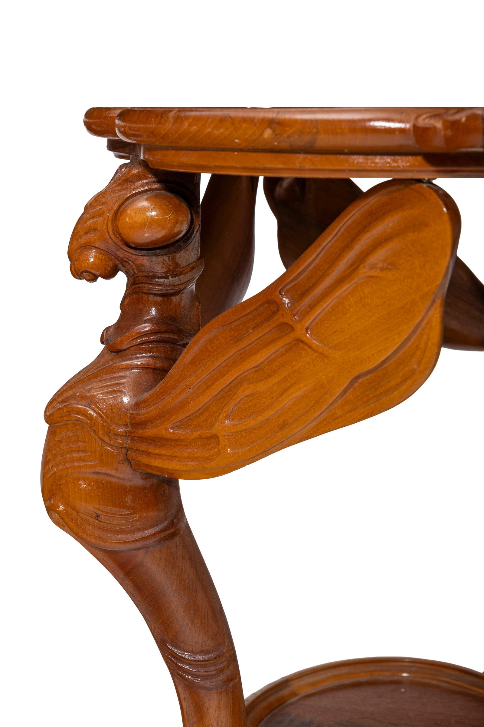 Paire de guéridons Libellules d'époque Art Nouveau signés Gallé, en noyer moulur - 3