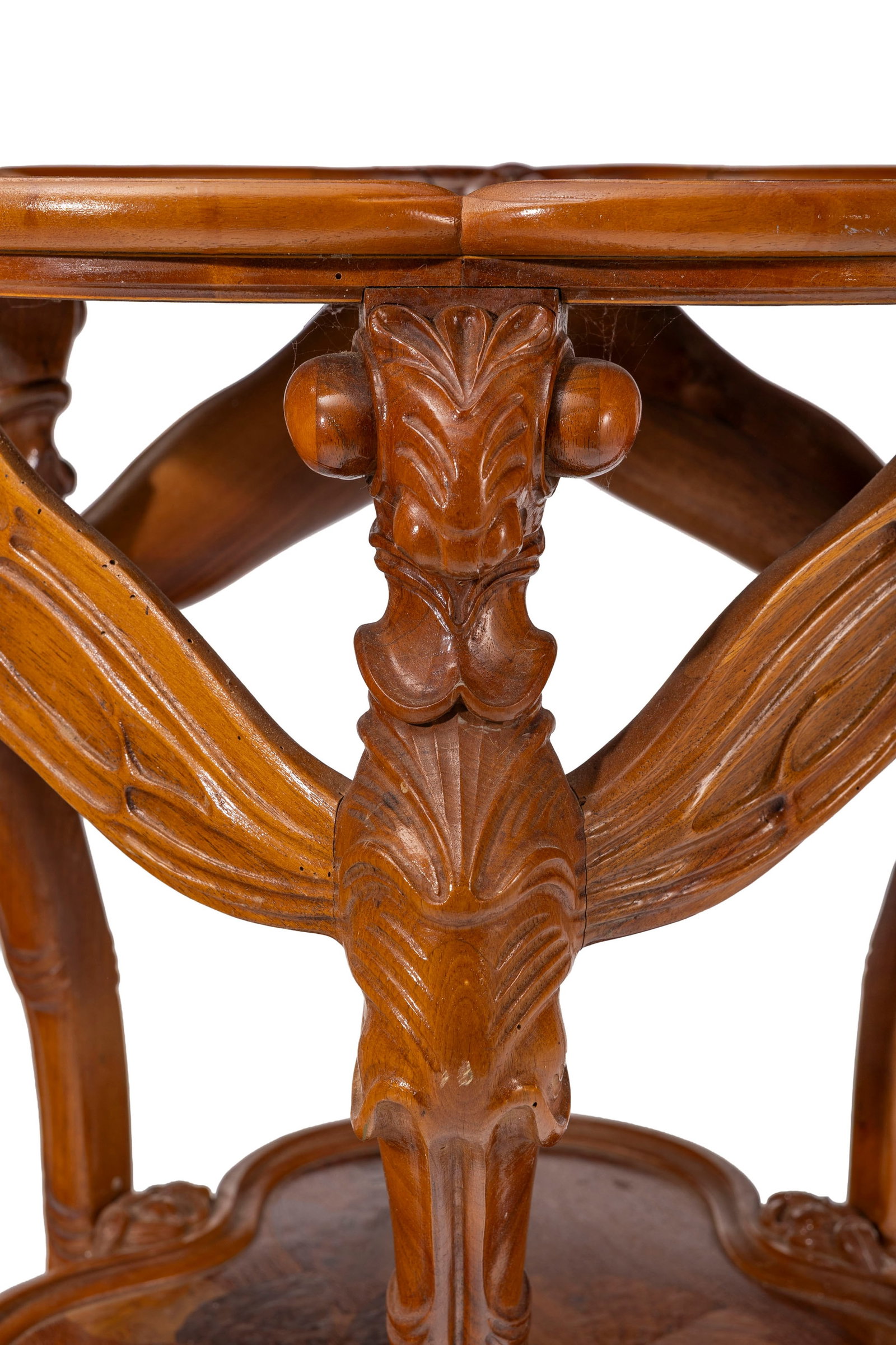 Paire de guéridons Libellules d'époque Art Nouveau signés Gallé, en noyer moulur - 6