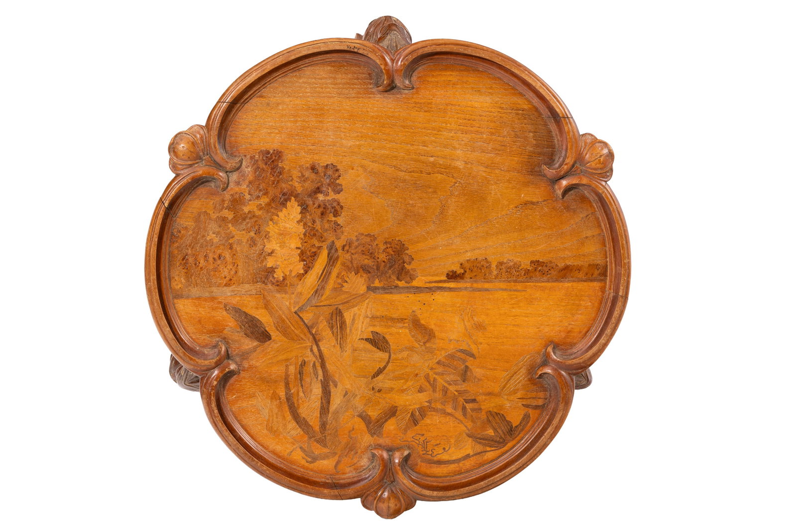 Paire de guéridons Libellules d'époque Art Nouveau signés Gallé, en noyer moulur - 7