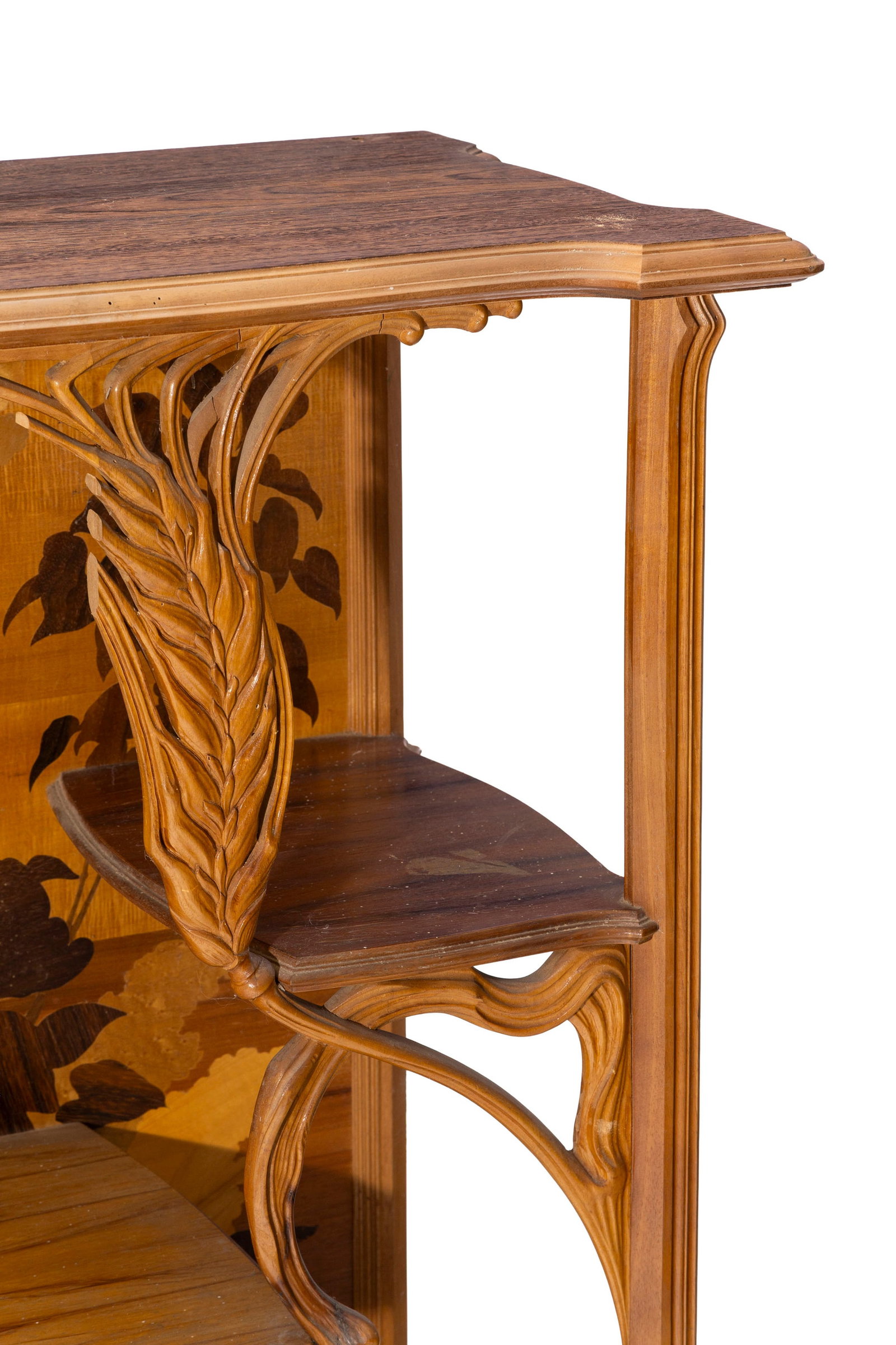 Cabinet d'époque Art Nouveau signé Gallé, en hêtre sculpté d'une gerbe de b - 2