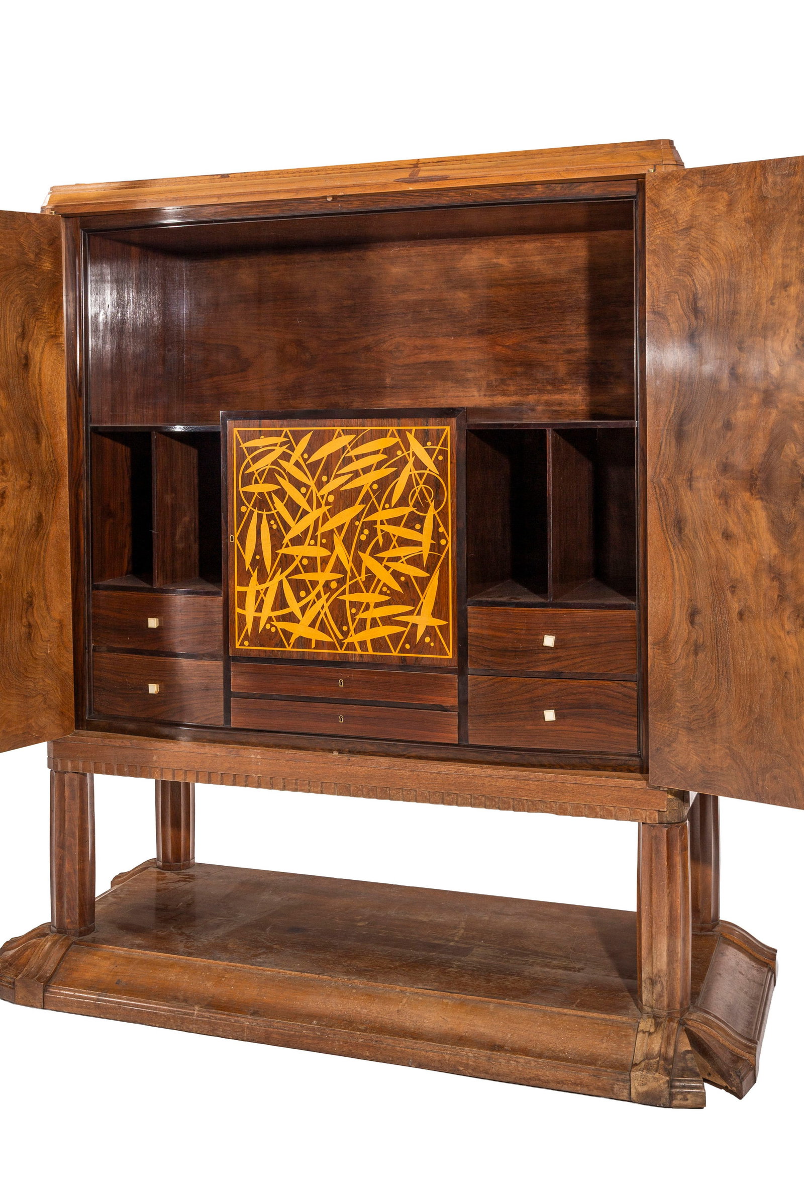 Cabinet d'époque Art Déco par Philippe Petit et René Joubert, en placage de noyer, ou - 2