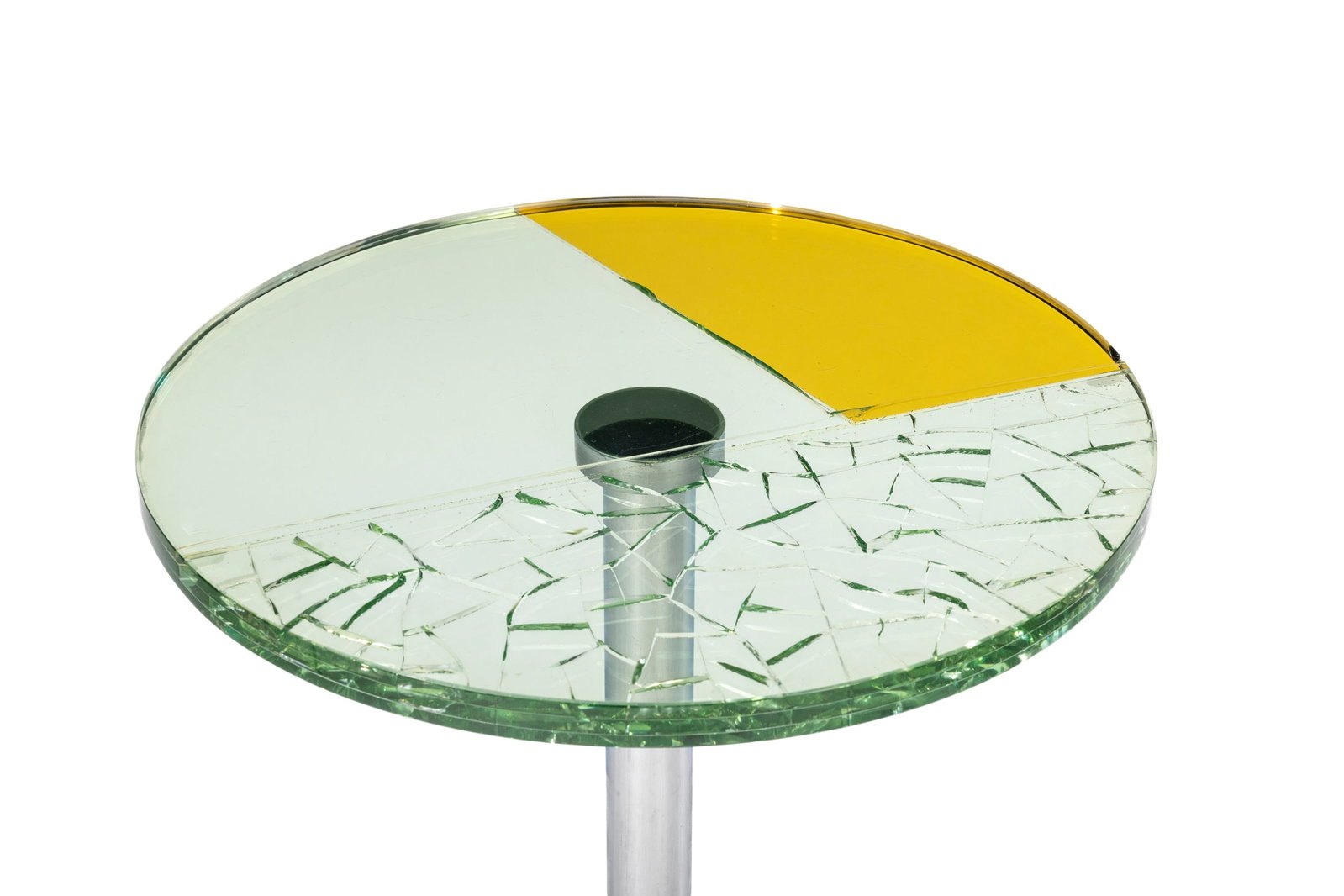 Side table Sally par Shiro Kuramata (1934-1991), plateau en verre fractal partiellement teinté  - 2