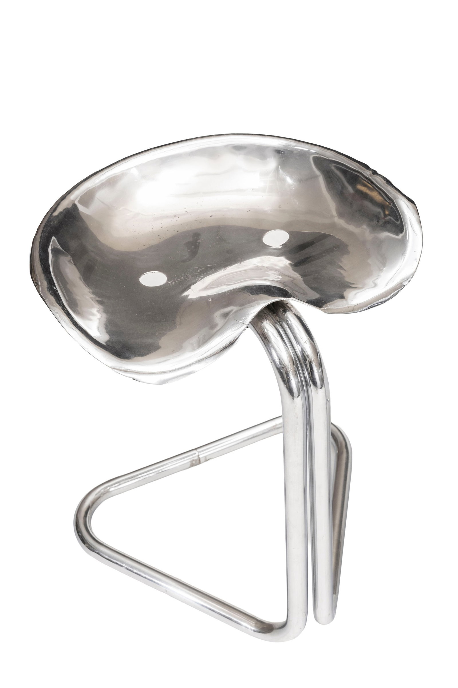 Paire de tabourets par Rodney Kinsman (né en 1943), en métal chromé, assise reposant  - 3