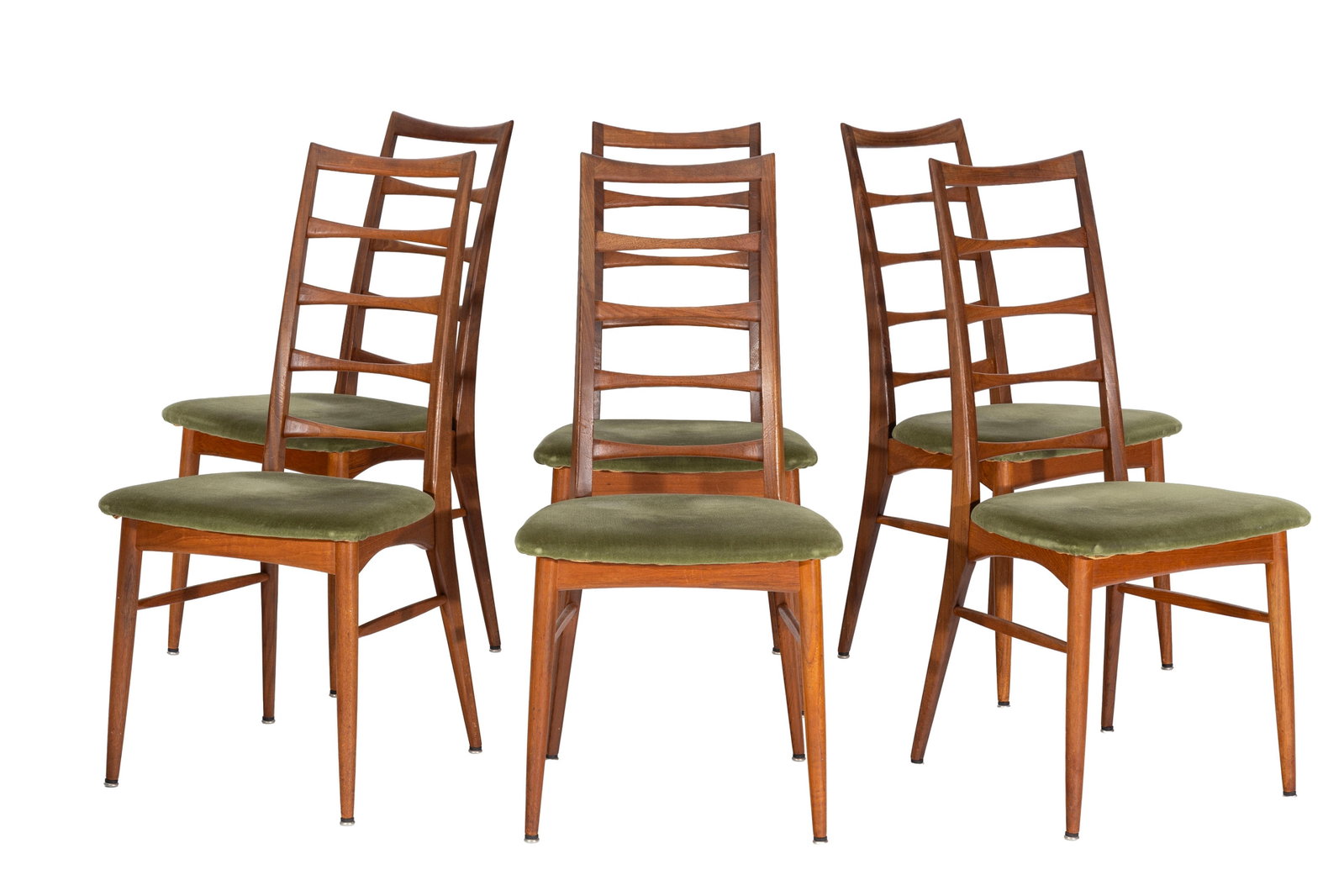 Suite de 6 chaises par Niels Koefoeds (1929-2003), Danemark, circa 1960, en teck, garniture en velou - 2