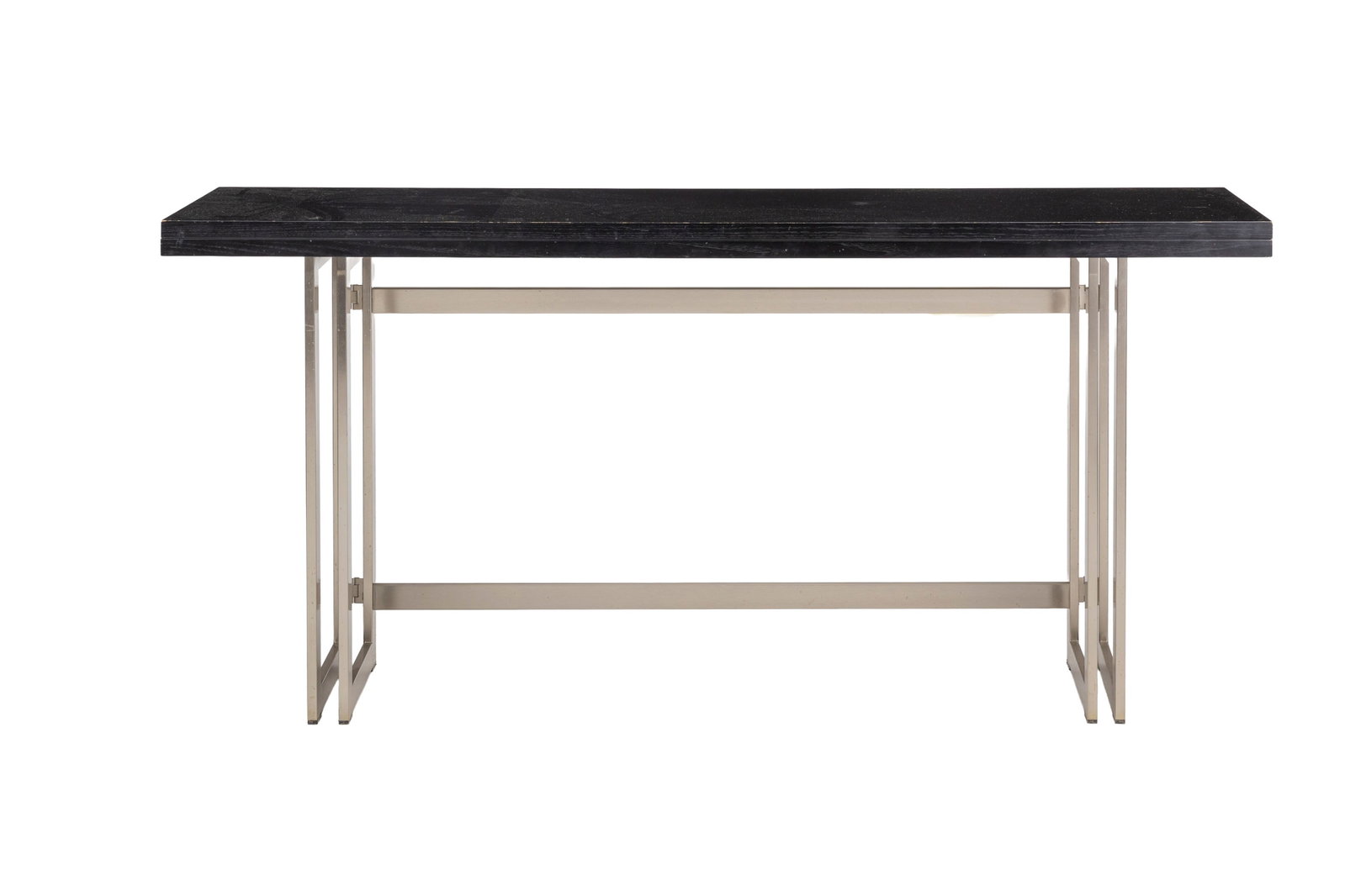 Console formant table, Italie, circa 1970, à structure en métal brossé, plateau en bo - 2