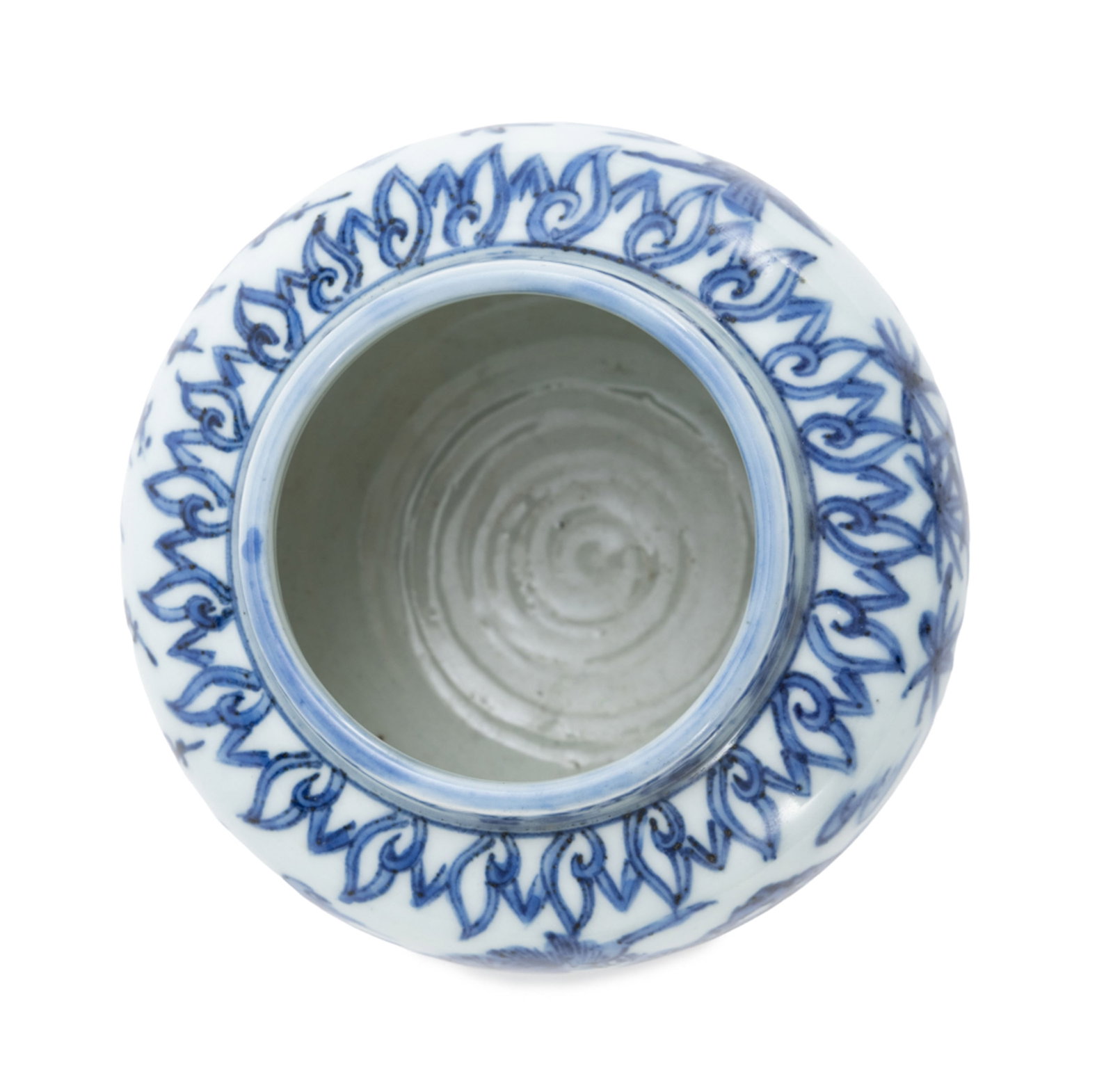 Pot en porcelaine, Chine, dynastie Qing, décor en bleu de paysage avec les Suihan Sanyou ("Troi - 4