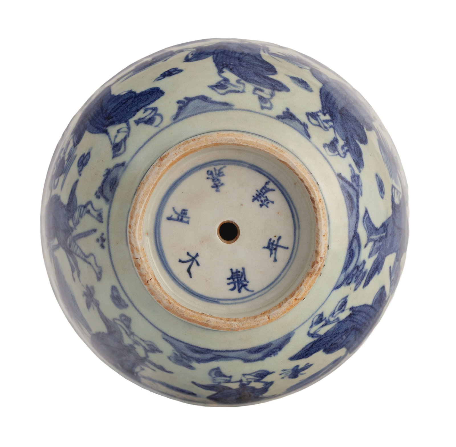 2 zhuge (réchauds) en porcelaine, Chine, dynastie Qing, décor en bleu, le grand orné  - 3