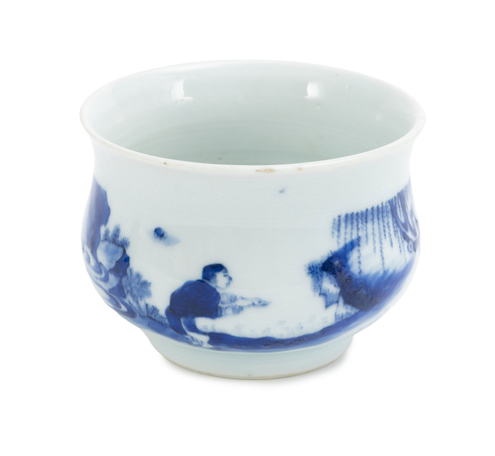 Brûle-parfum en porcelaine, Chine, dynastie Qing, décor en bleu de lettré et enfant d - 3