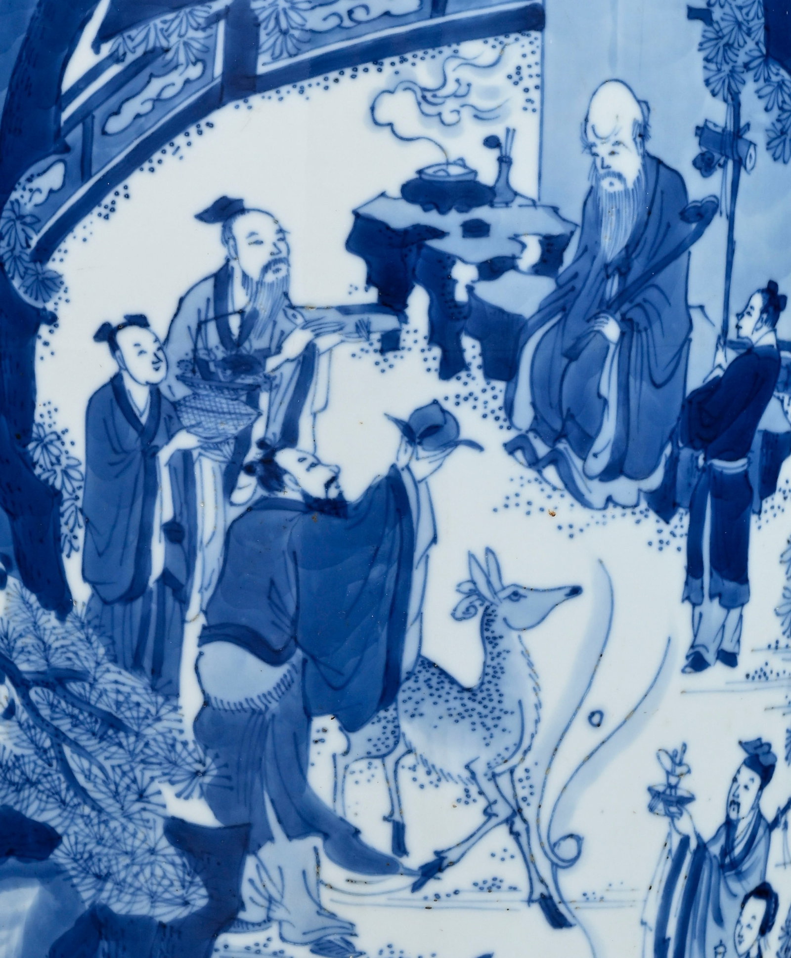 Vase en porcelaine, Chine, dynastie Qing, décor en bleu d'Immortels dans un paysage, marque Jia - 10