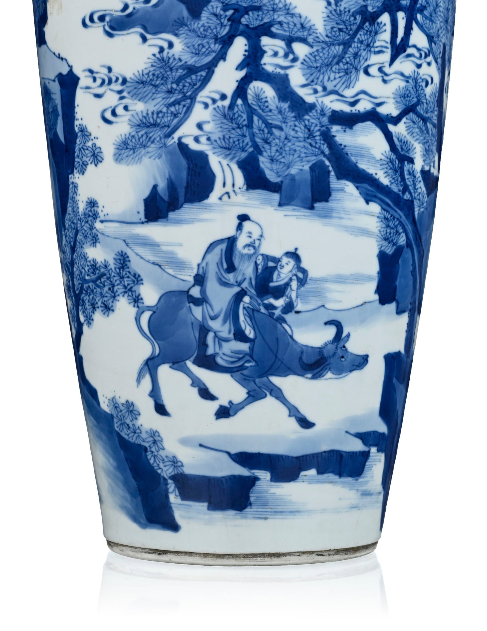 Vase en porcelaine, Chine, dynastie Qing, décor en bleu d'Immortels dans un paysage, marque Jia - 11