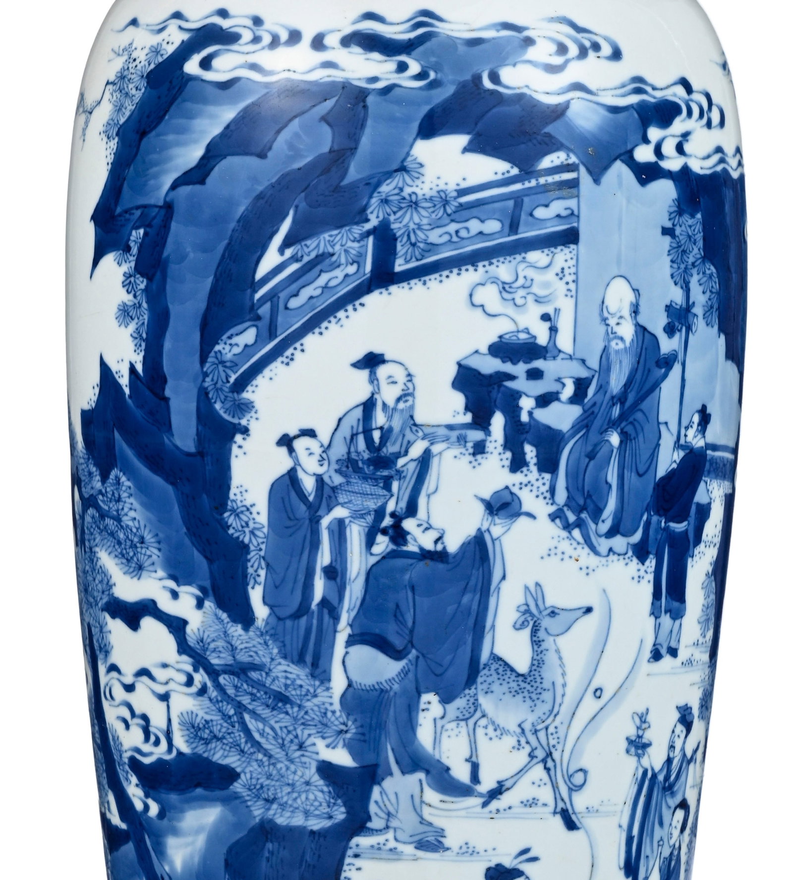 Vase en porcelaine, Chine, dynastie Qing, décor en bleu d'Immortels dans un paysage, marque Jia - 12
