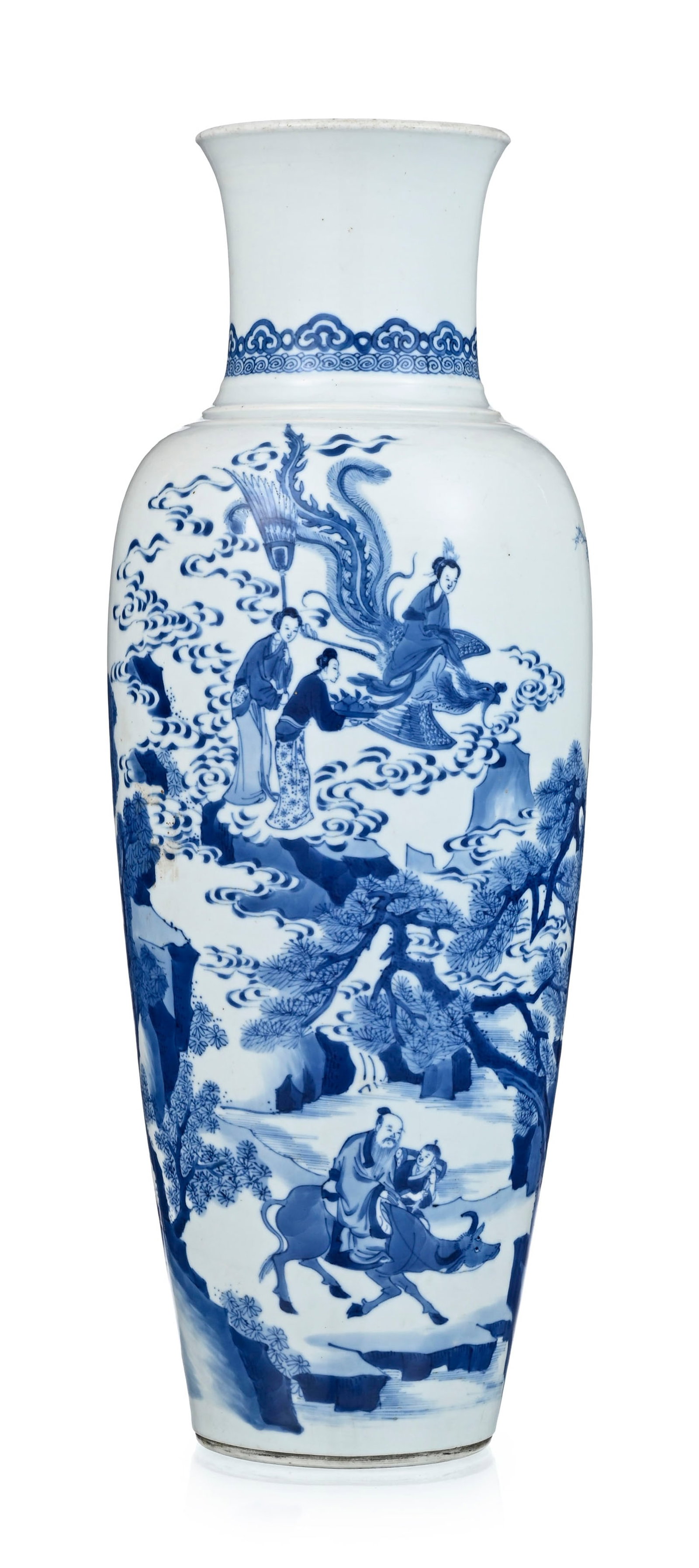 Vase en porcelaine, Chine, dynastie Qing, décor en bleu d'Immortels dans un paysage, marque Jia - 3