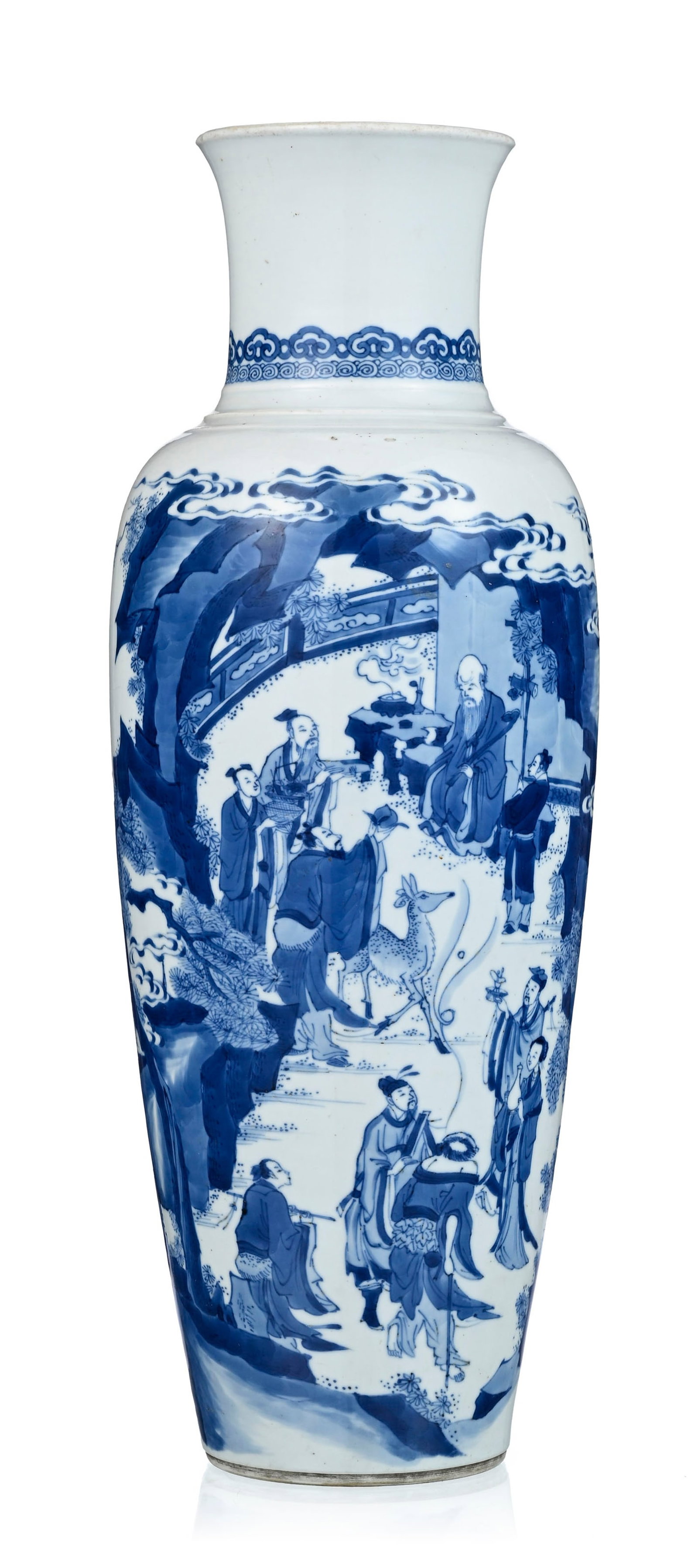 Vase en porcelaine, Chine, dynastie Qing, décor en bleu d'Immortels dans un paysage, marque Jia - 4