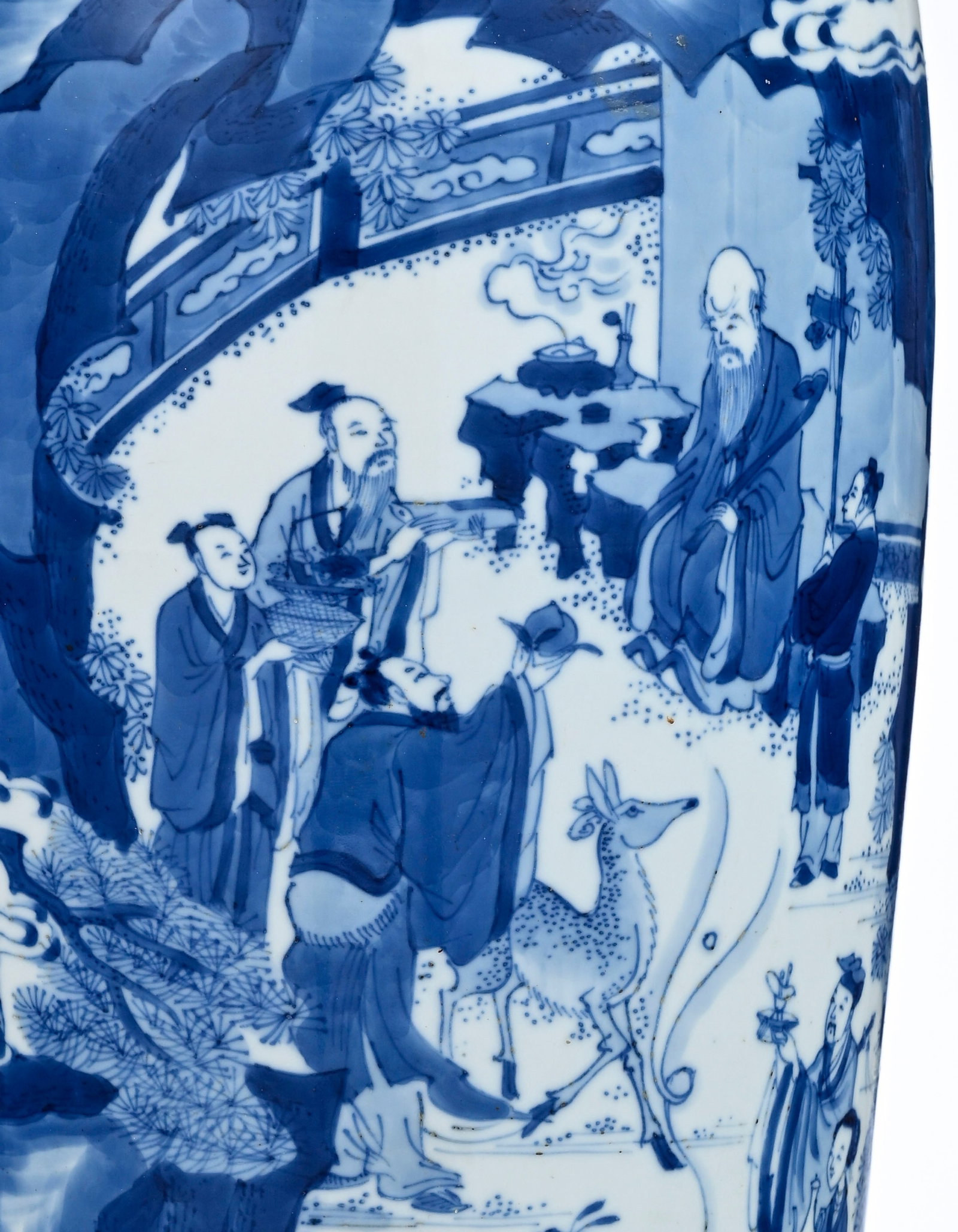 Vase en porcelaine, Chine, dynastie Qing, décor en bleu d'Immortels dans un paysage, marque Jia - 8