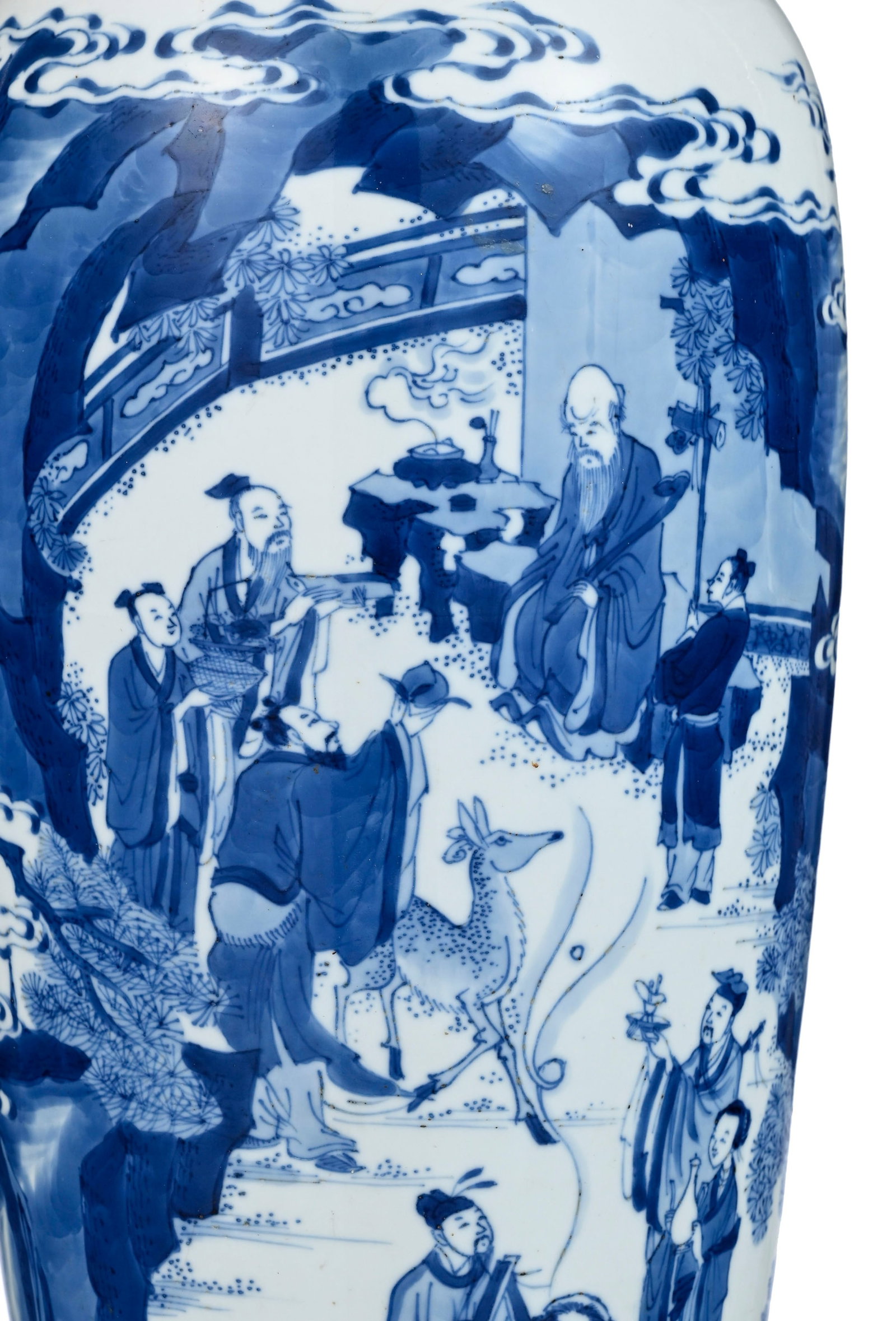 Vase en porcelaine, Chine, dynastie Qing, décor en bleu d'Immortels dans un paysage, marque Jia - 9