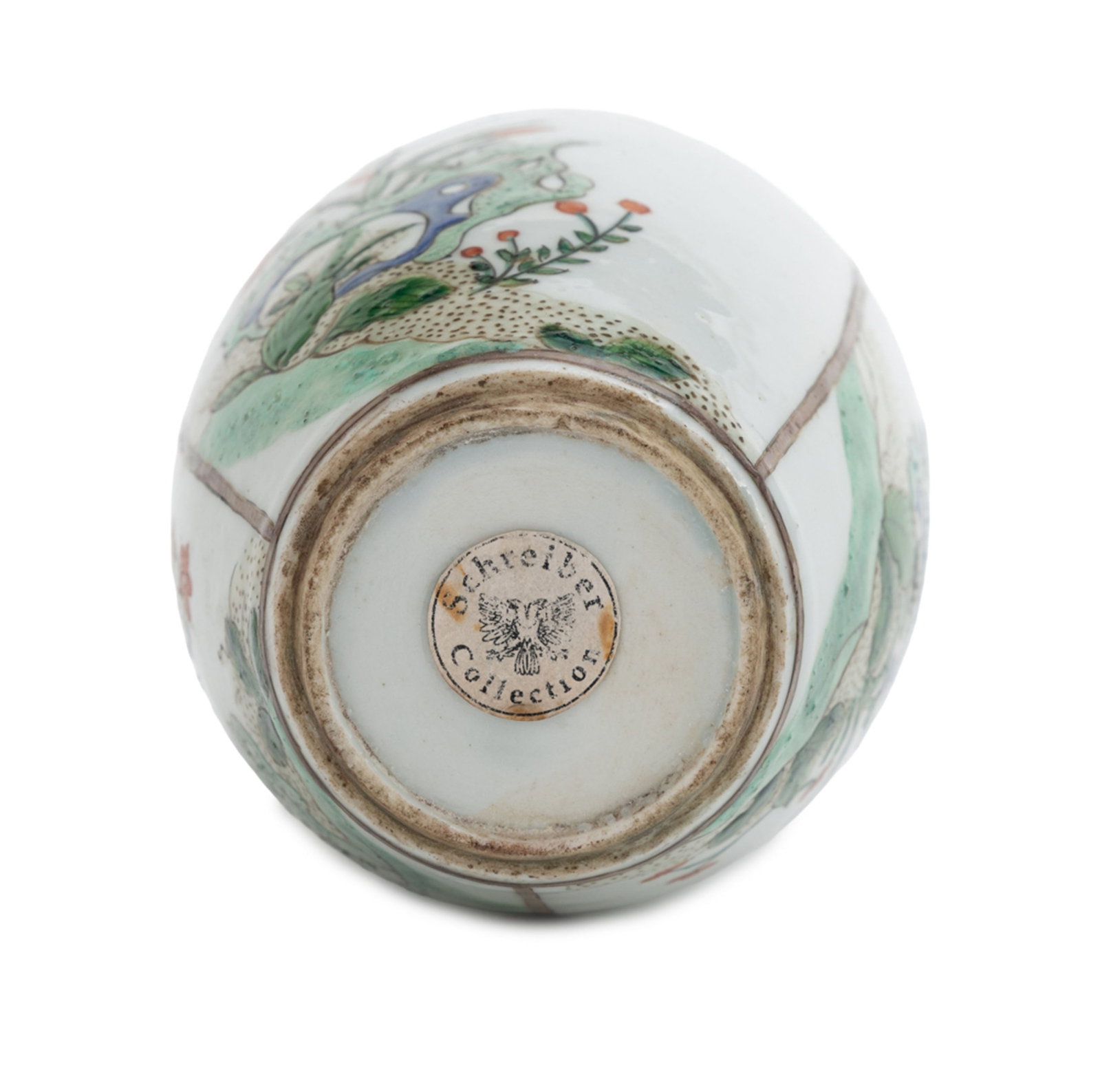 Vase oblong couvert en porcelaine famille verte, Chine, dynastie Qing, décor de fleurs et papil - 4