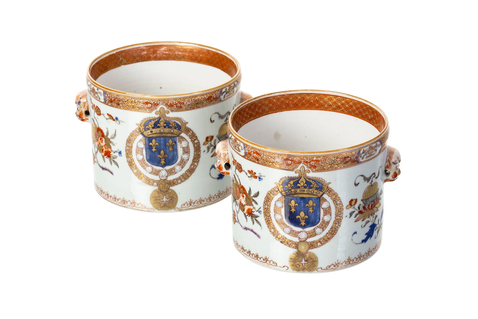 Paire de rafraîchissoirs en porcelaine Imari, Chine, ca 1730, ou France, manufacture Samson, XI - 2