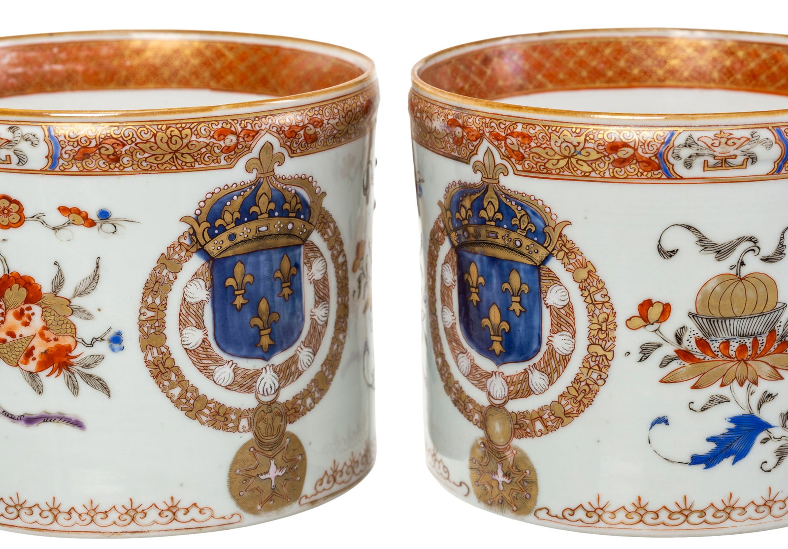 Paire de rafraîchissoirs en porcelaine Imari, Chine, ca 1730, ou France, manufacture Samson, XI - 6