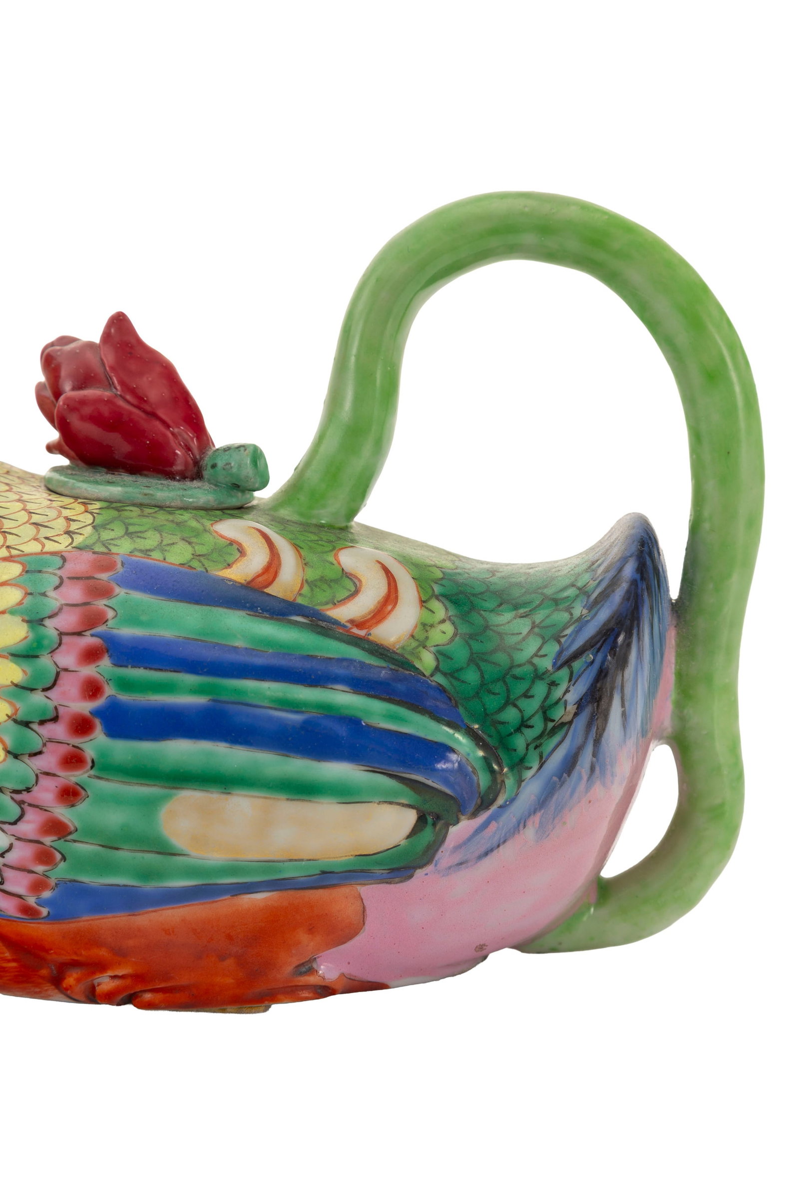 2 verseuses en porcelaine en forme de canard, Chine, dynastie Qing, prise en forme de lotus, l. 19,5 - 8