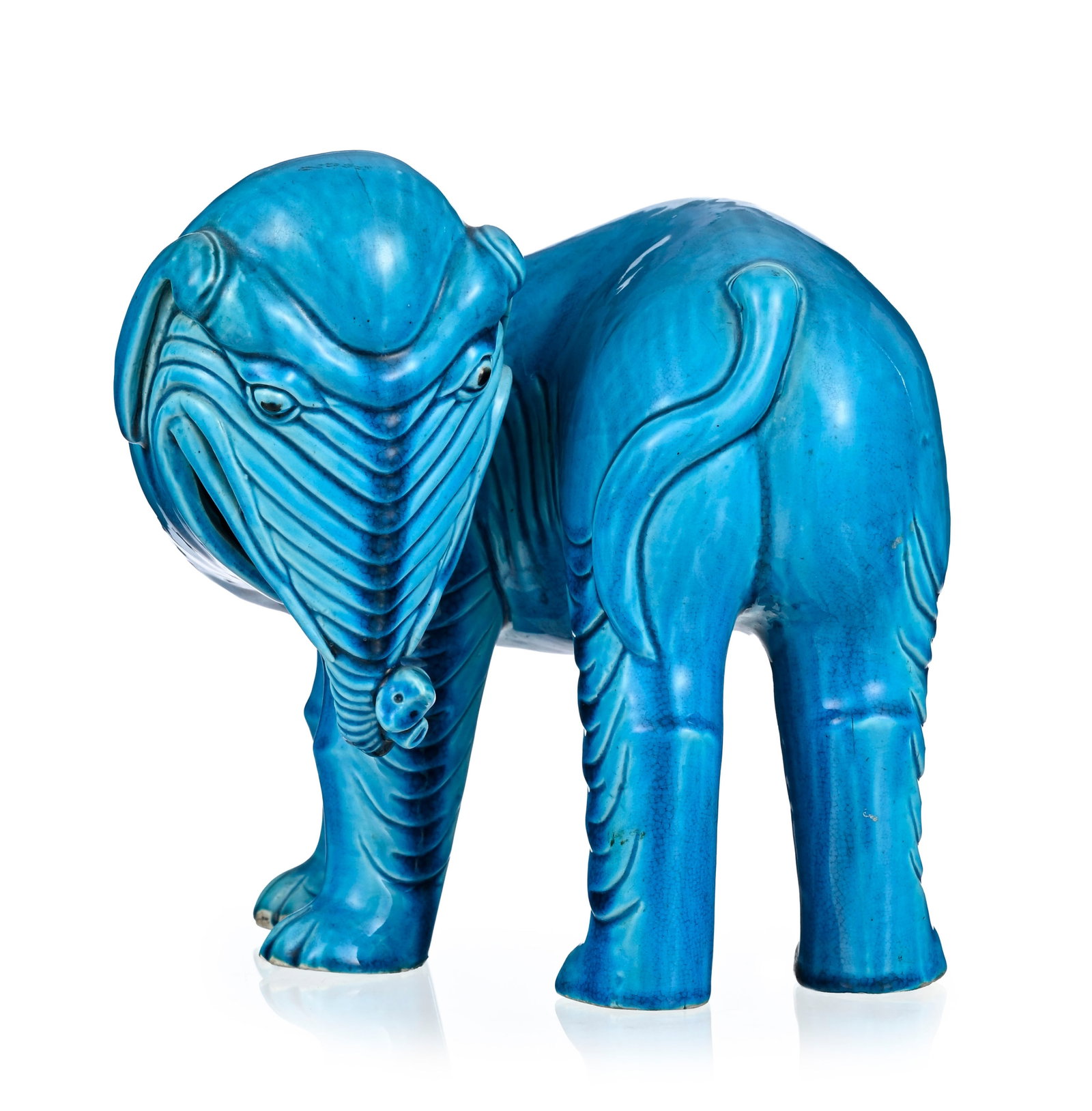 Éléphant en céramique à glaçure monochrome turquoise, Chine, dynastie Qing, - 2