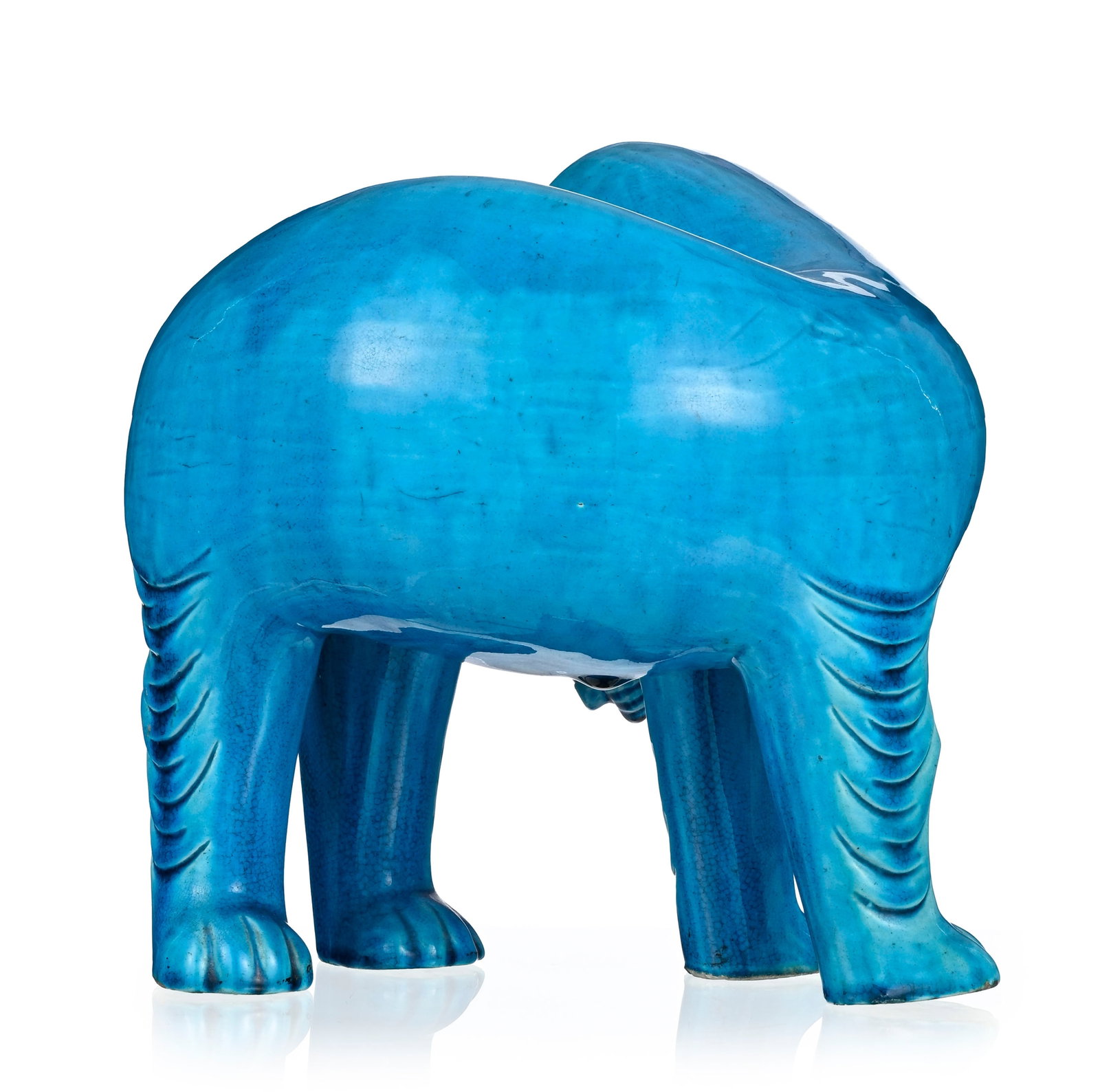 Éléphant en céramique à glaçure monochrome turquoise, Chine, dynastie Qing, - 4