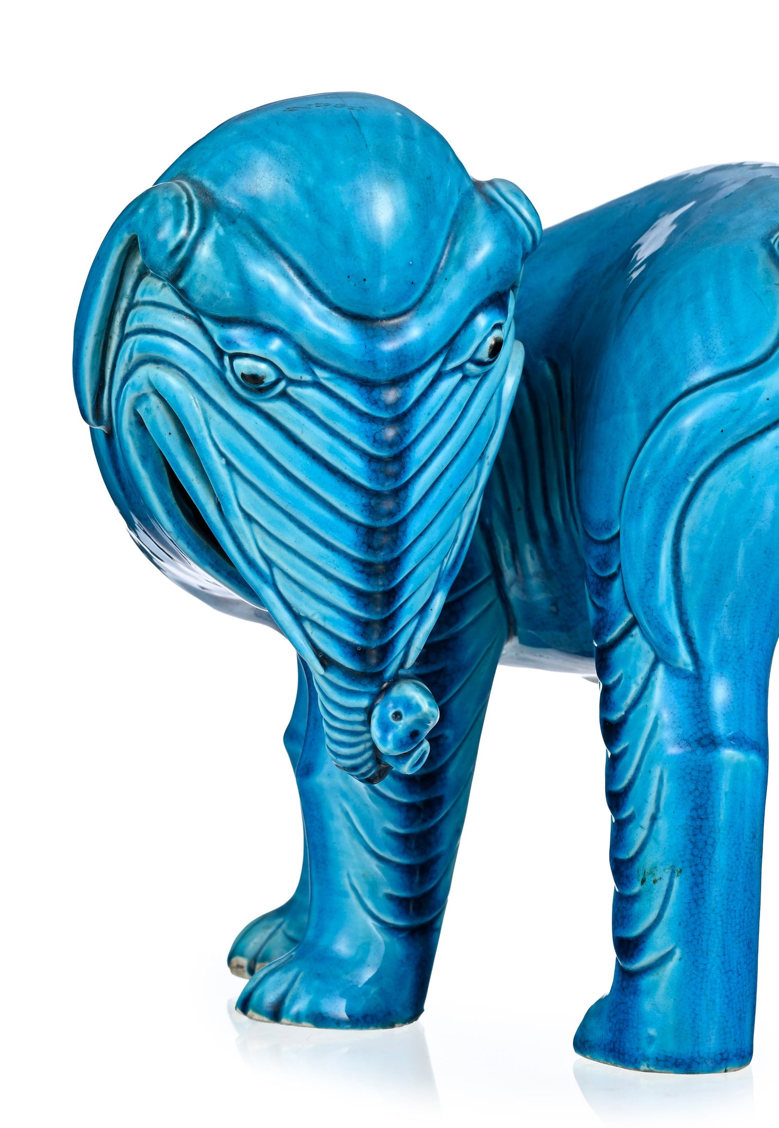 Éléphant en céramique à glaçure monochrome turquoise, Chine, dynastie Qing, - 5