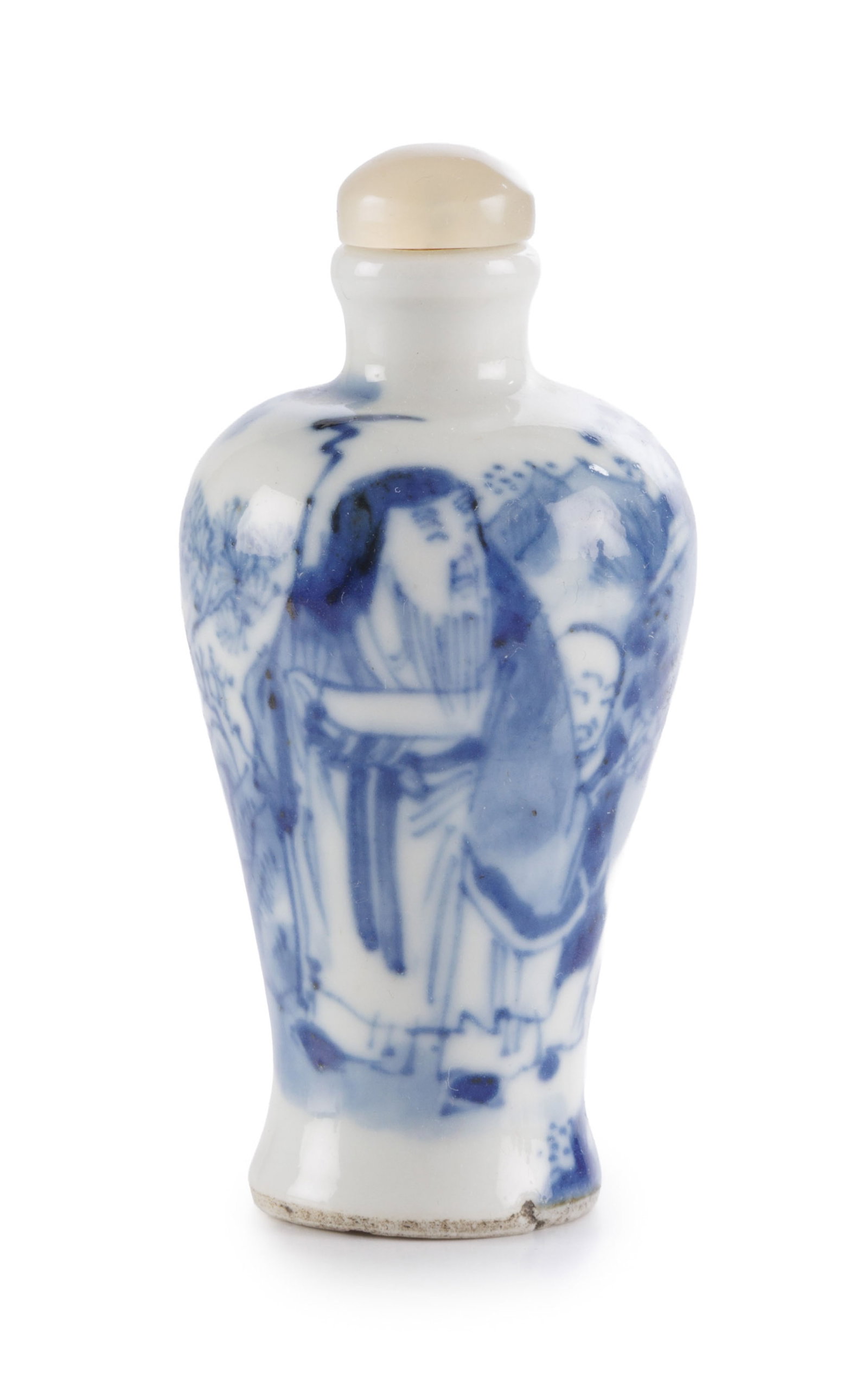 Ensemble de 5 flacons à priser en porcelaine, Chine, XIX-XXe s.: 1 au décor en bleu d'homm - 3