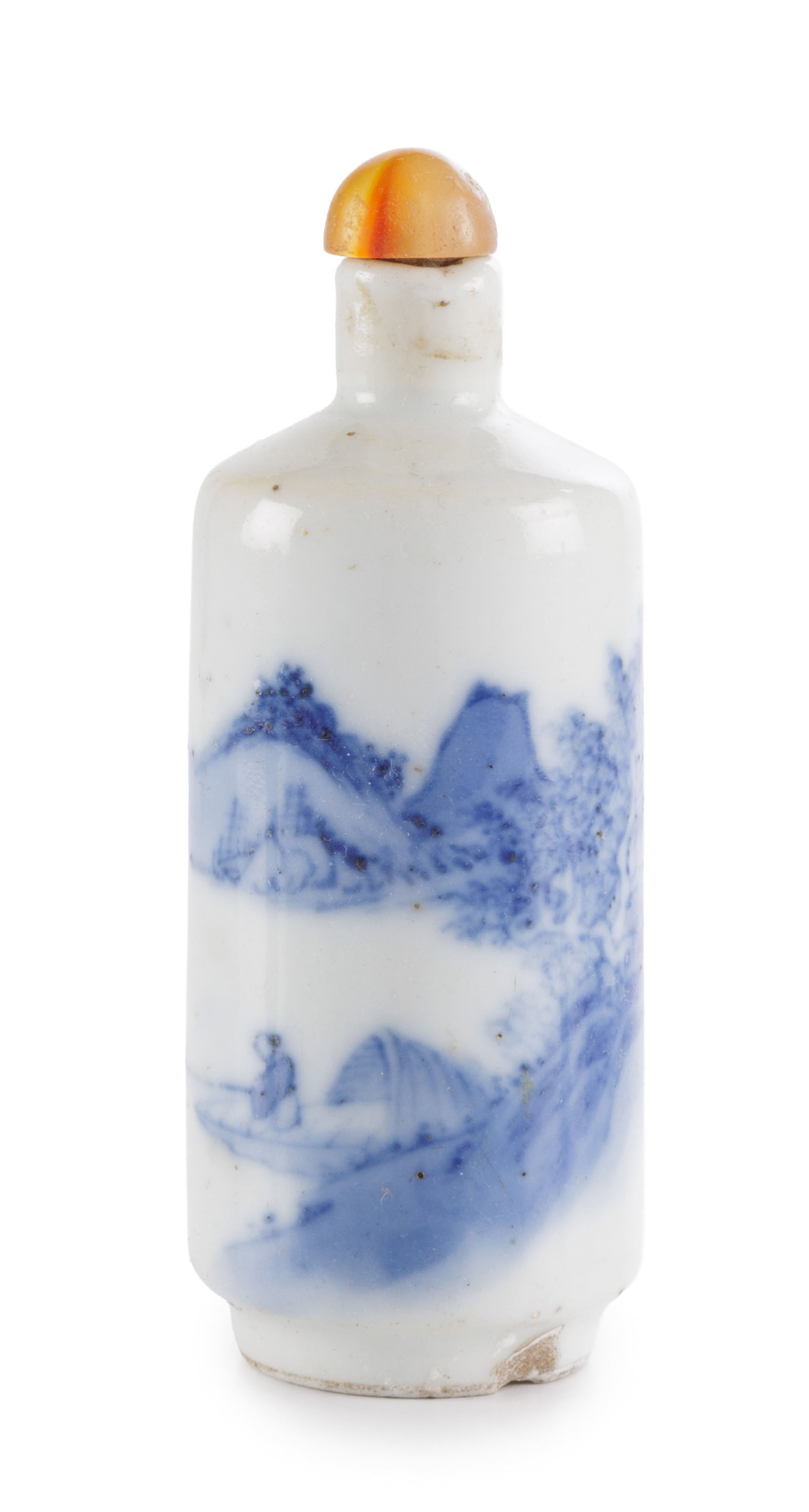 Ensemble de 5 flacons à priser en porcelaine, Chine, XIX-XXe s.: 1 au décor en bleu d'homm - 5