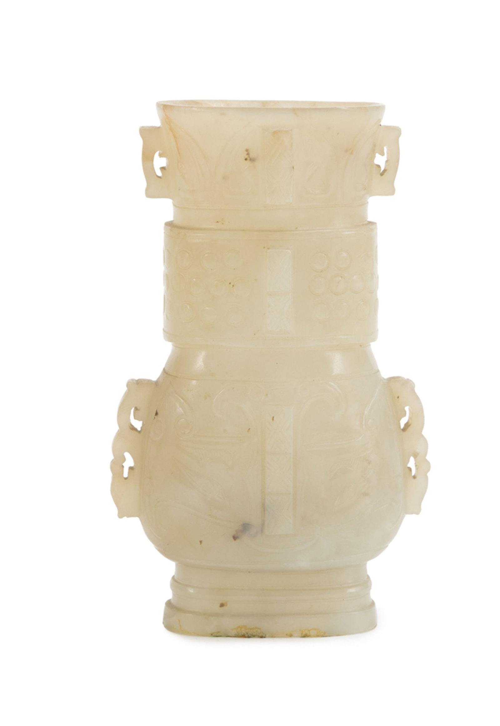 Petit vase en jade pâle, Chine, décor archaïsant de taotie, créatures surnaturel - 2