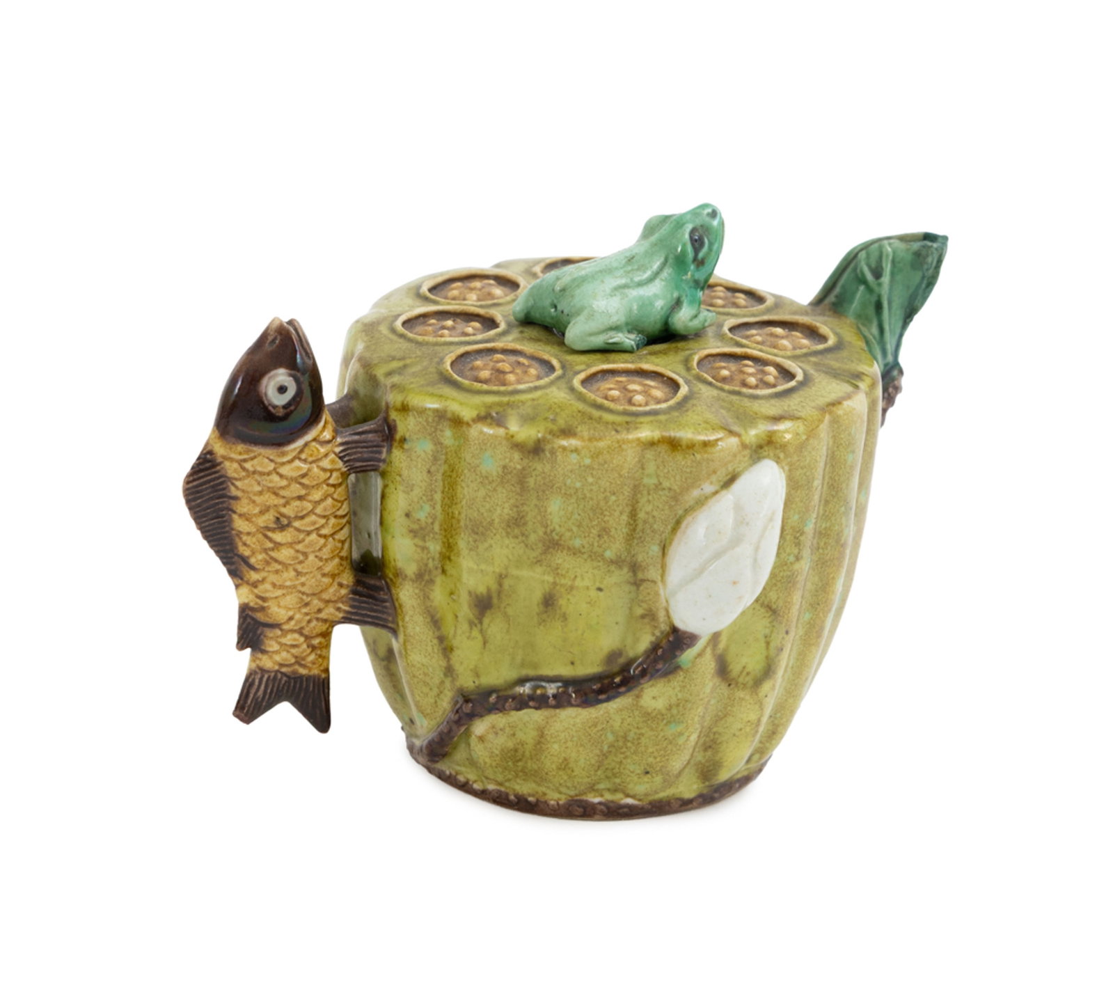 Compte-gouttes à eau en céramique, Chine, dynastie Qing, en forme de cosse de lotus, avec  - 2